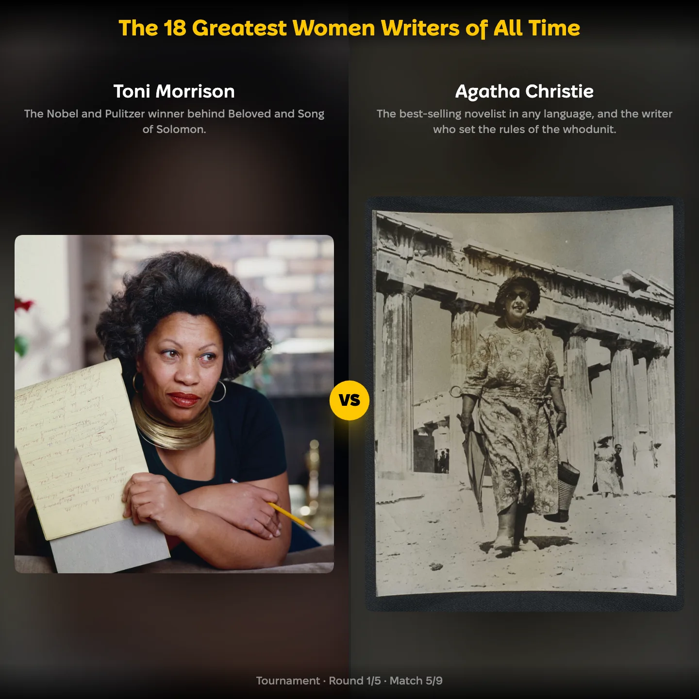 The 18 greatest women writers of all time ranked, with Toni Morrison against Agatha Christie