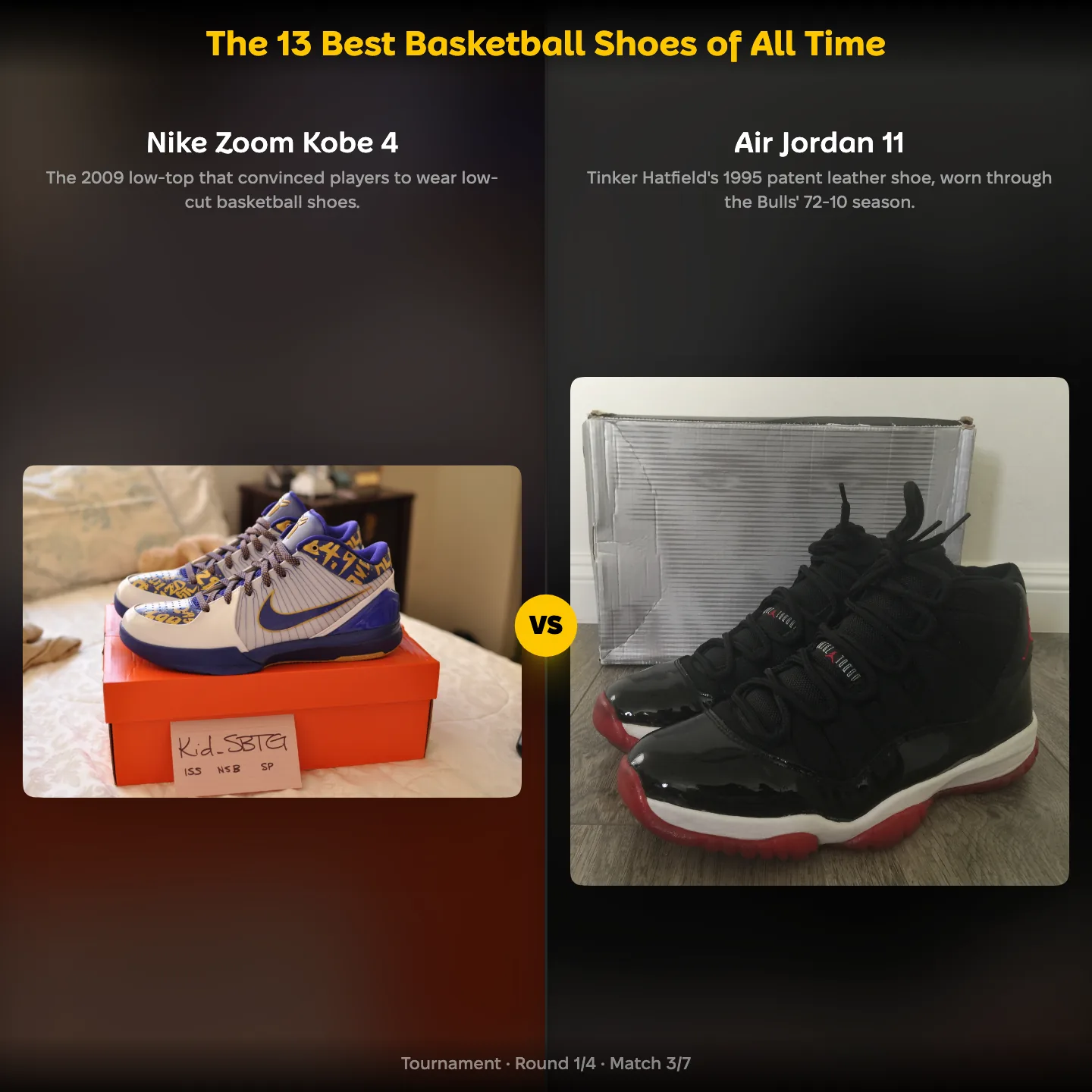 The 13 best basketball shoes of all time ranked, the Nike Zoom Kobe 4 against the Air Jordan 11