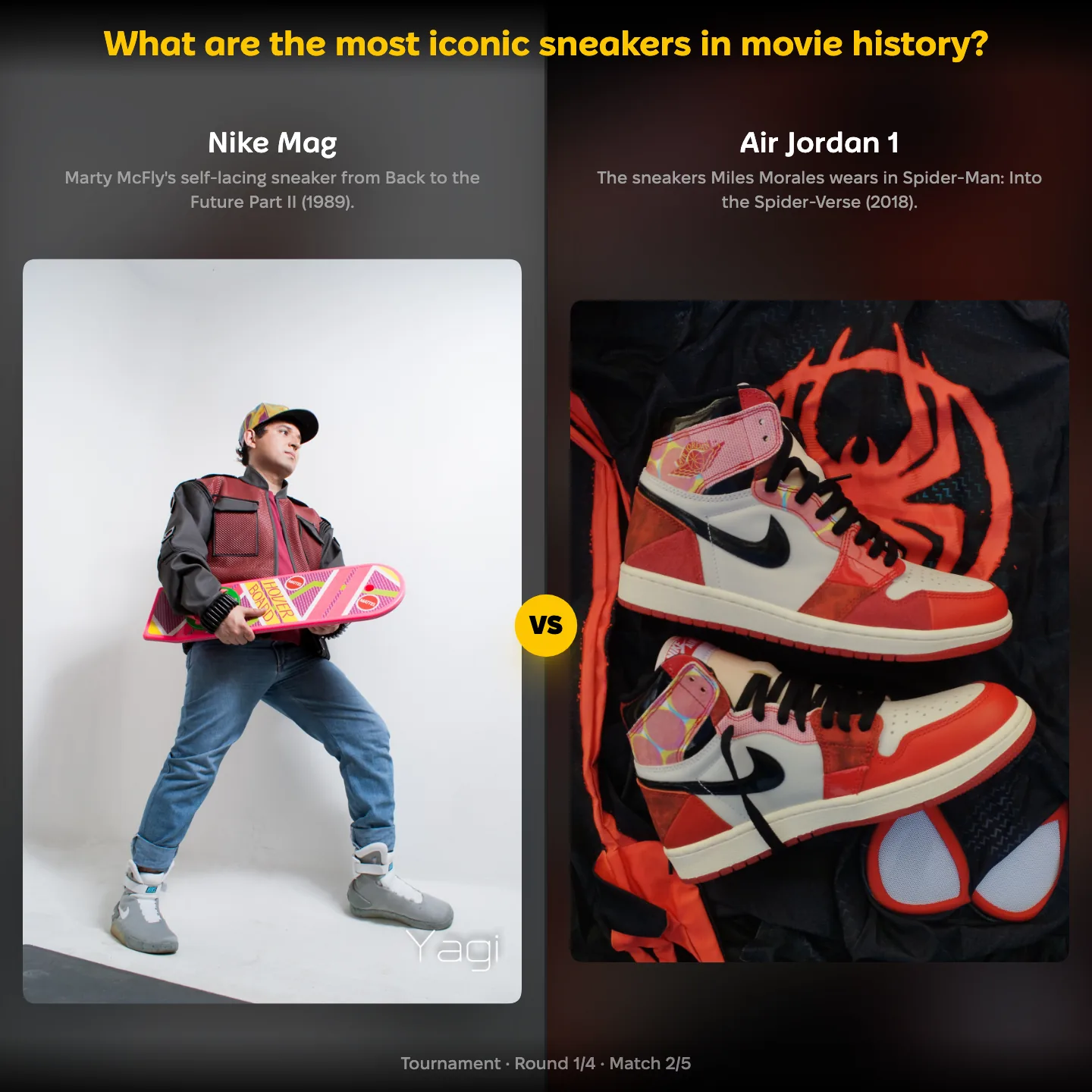 The most iconic sneakers in movie history ranked, the Nike Mag against the Air Jordan 1