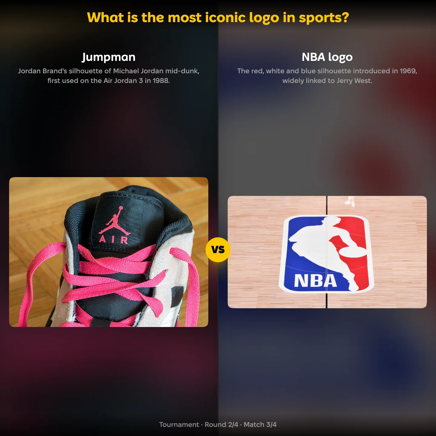 The most iconic logo in sports ranked, the Jordan Jumpman against the NBA logo