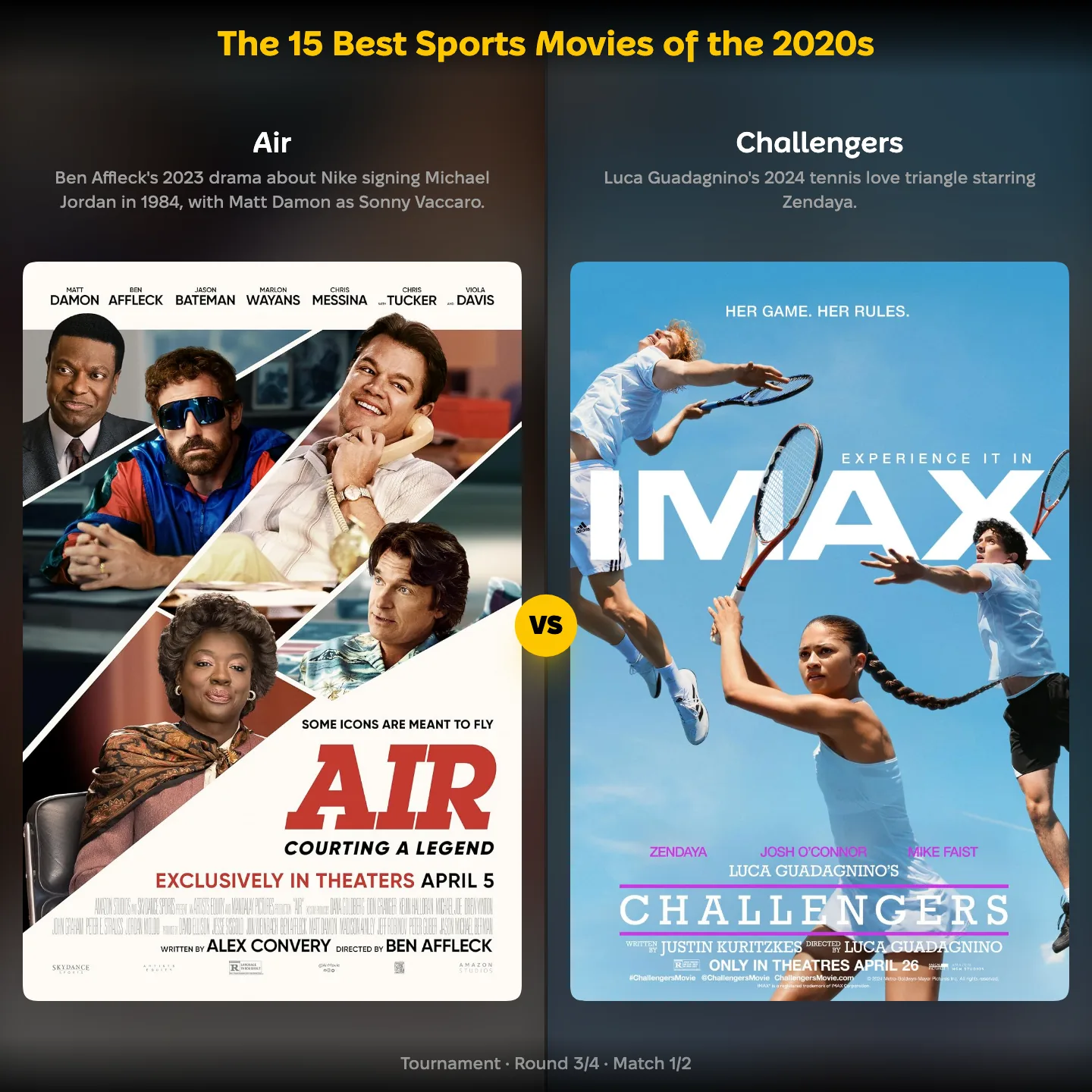 The 15 best sports movies of the 2020s ranked, Air against Challengers