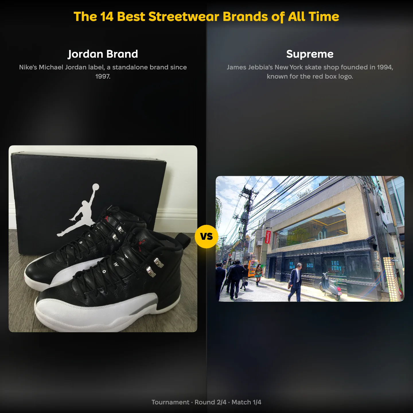 The 14 best streetwear brands of all time ranked, Jordan Brand against Supreme