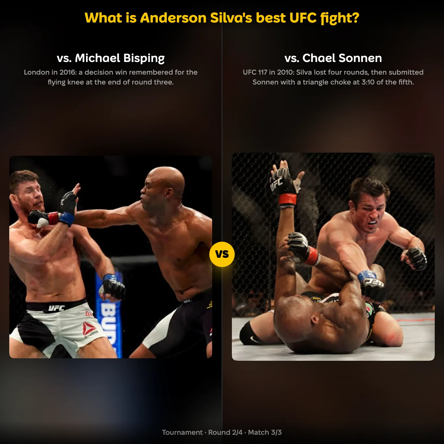 What is Anderson Silva's best UFC fight, ranked: against Michael Bisping and against Chael Sonnen