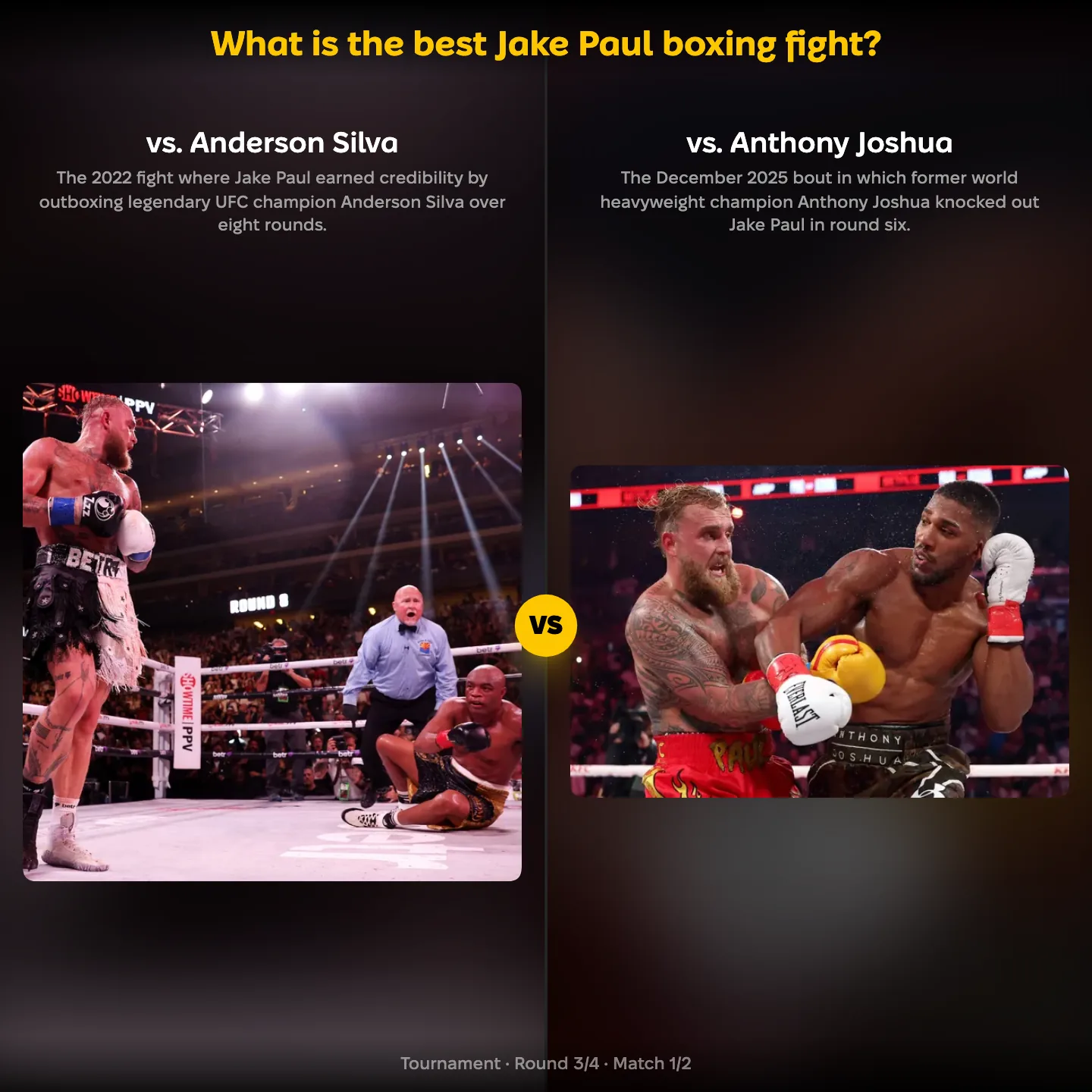 What is the best Jake Paul boxing fight, ranked: against Anderson Silva and against Anthony Joshua