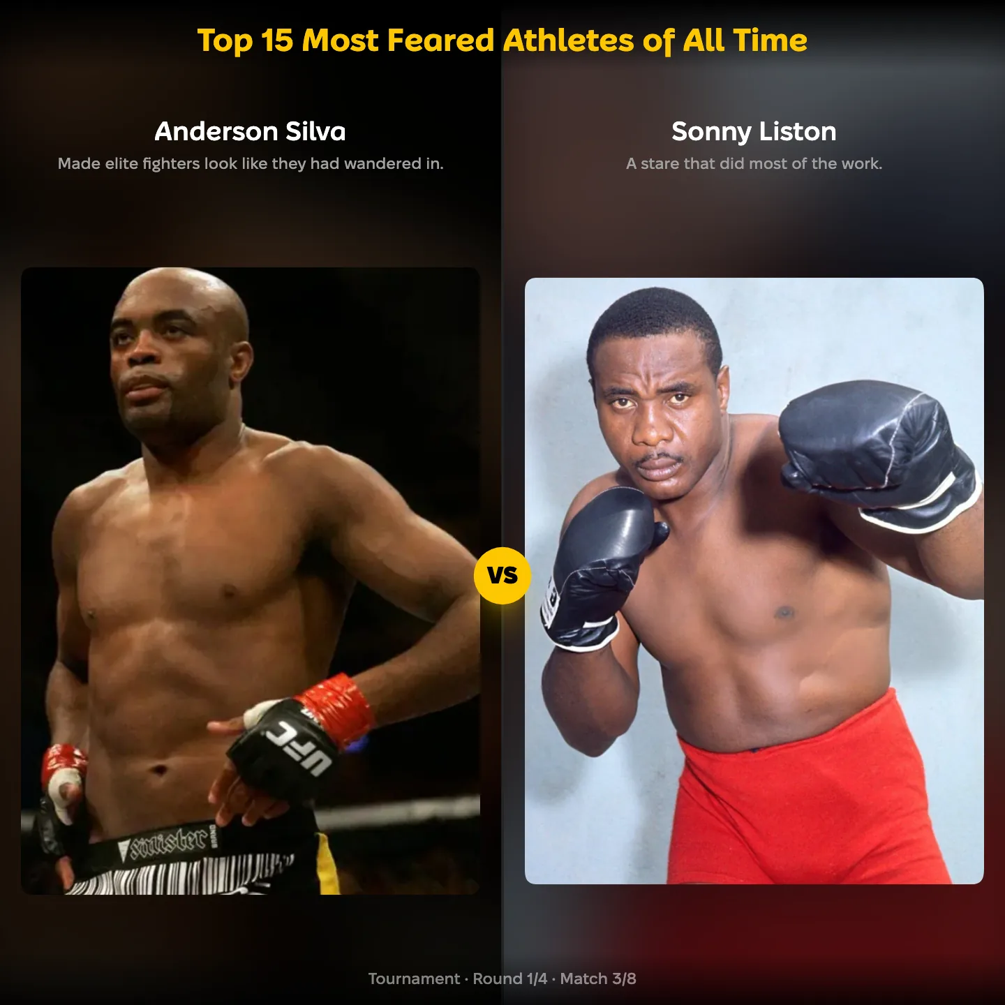 Top 15 most feared athletes of all time, ranked: Anderson Silva against Sonny Liston