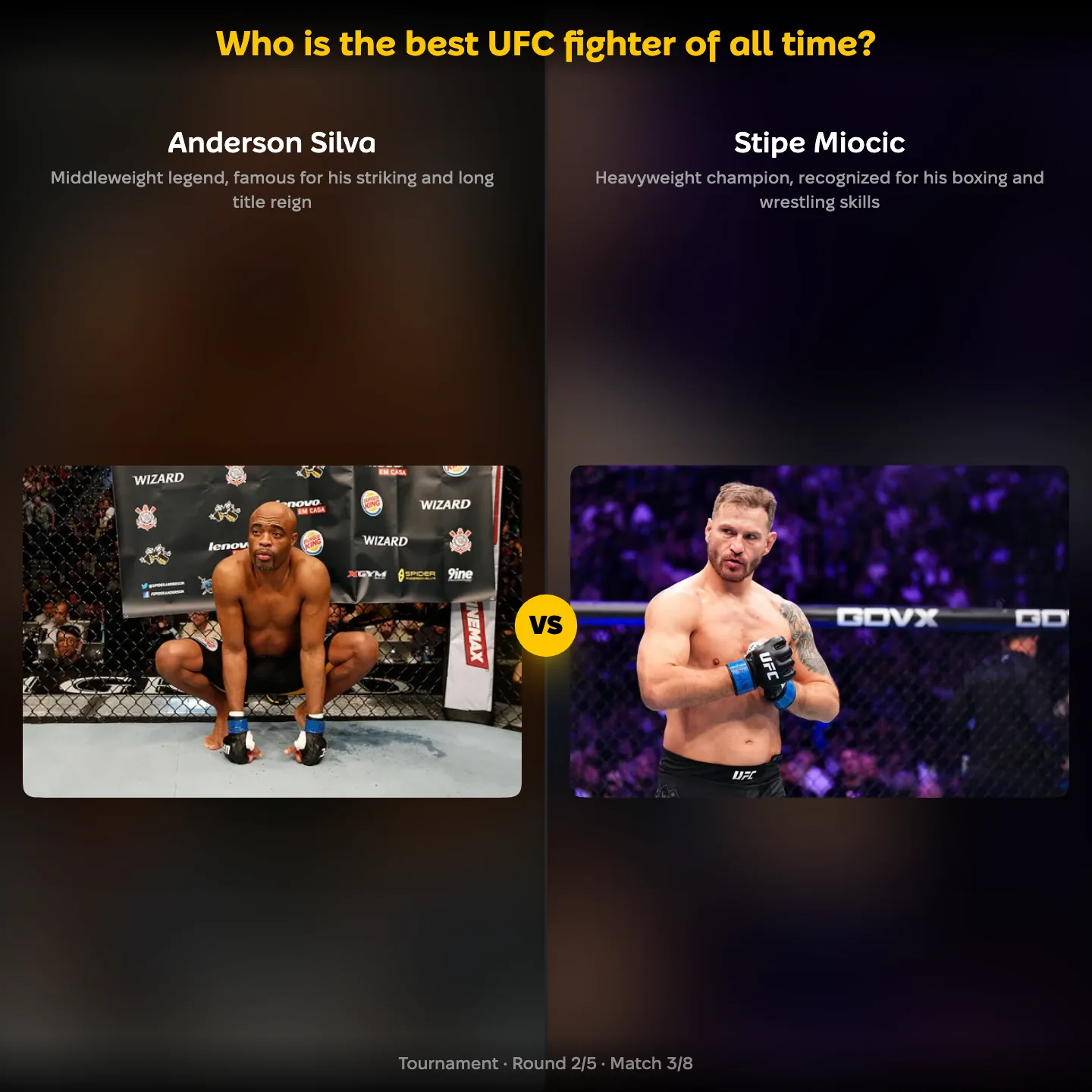 Who is the best UFC fighter of all time, ranked: Anderson Silva against Stipe Miocic