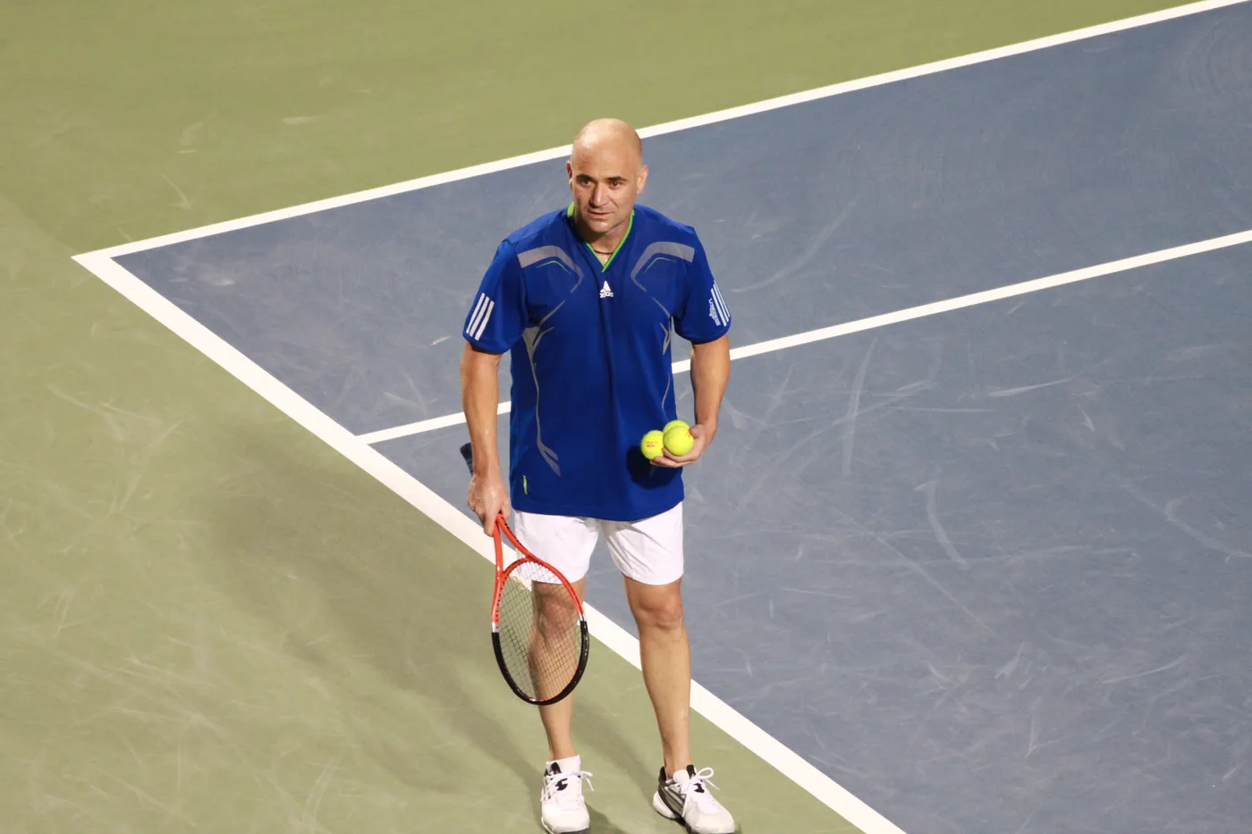 Andre Agassi on court at an exhibition event in 2011