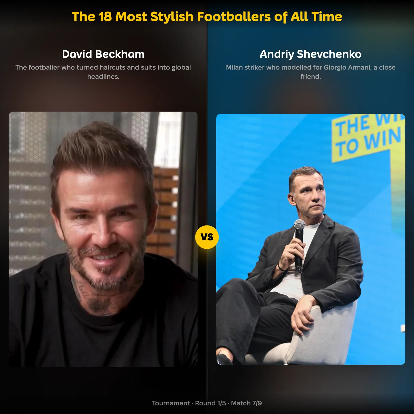 The most stylish footballers of all time ranking: David Beckham vs Andriy Shevchenko