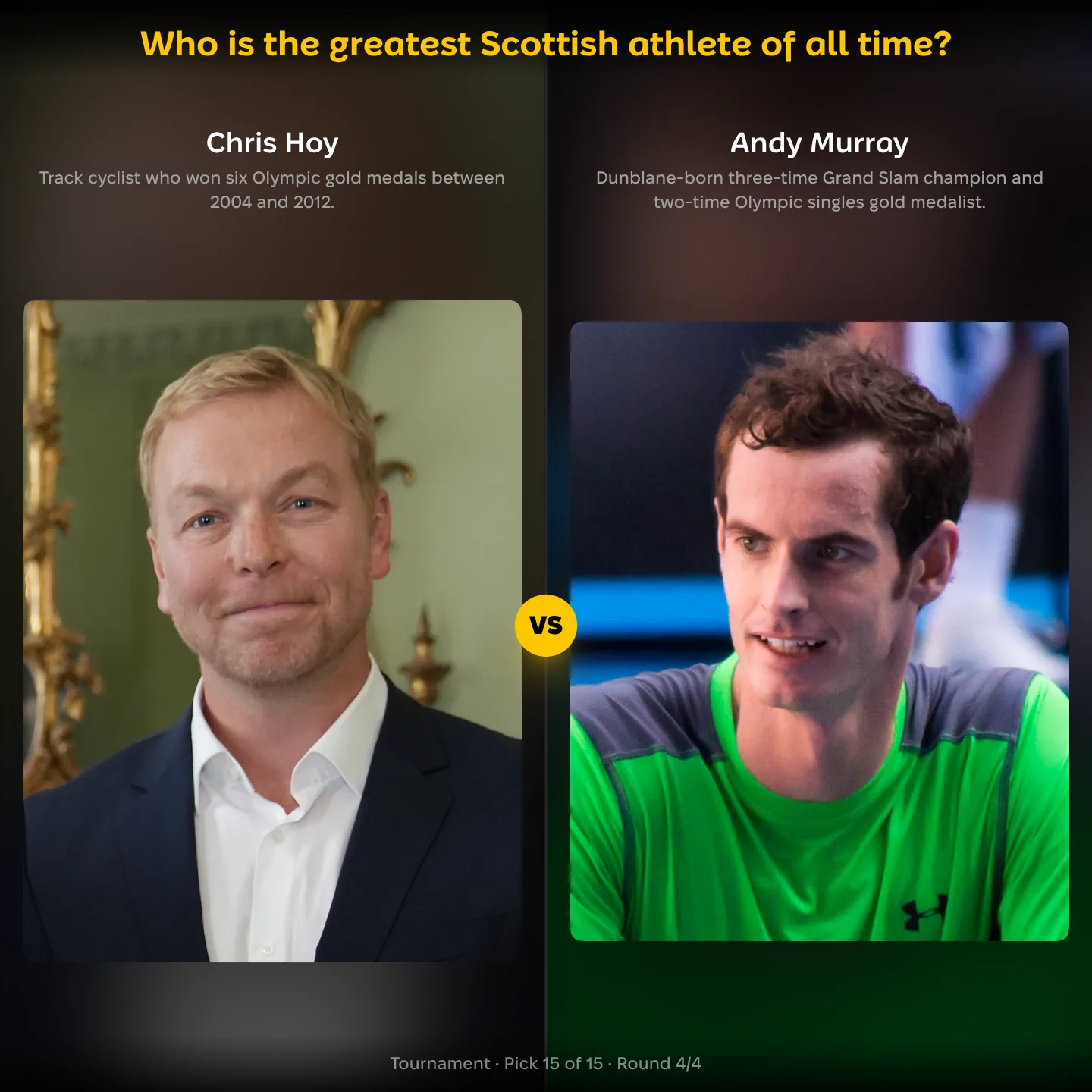 The greatest Scottish athlete of all time, Chris Hoy against Andy Murray