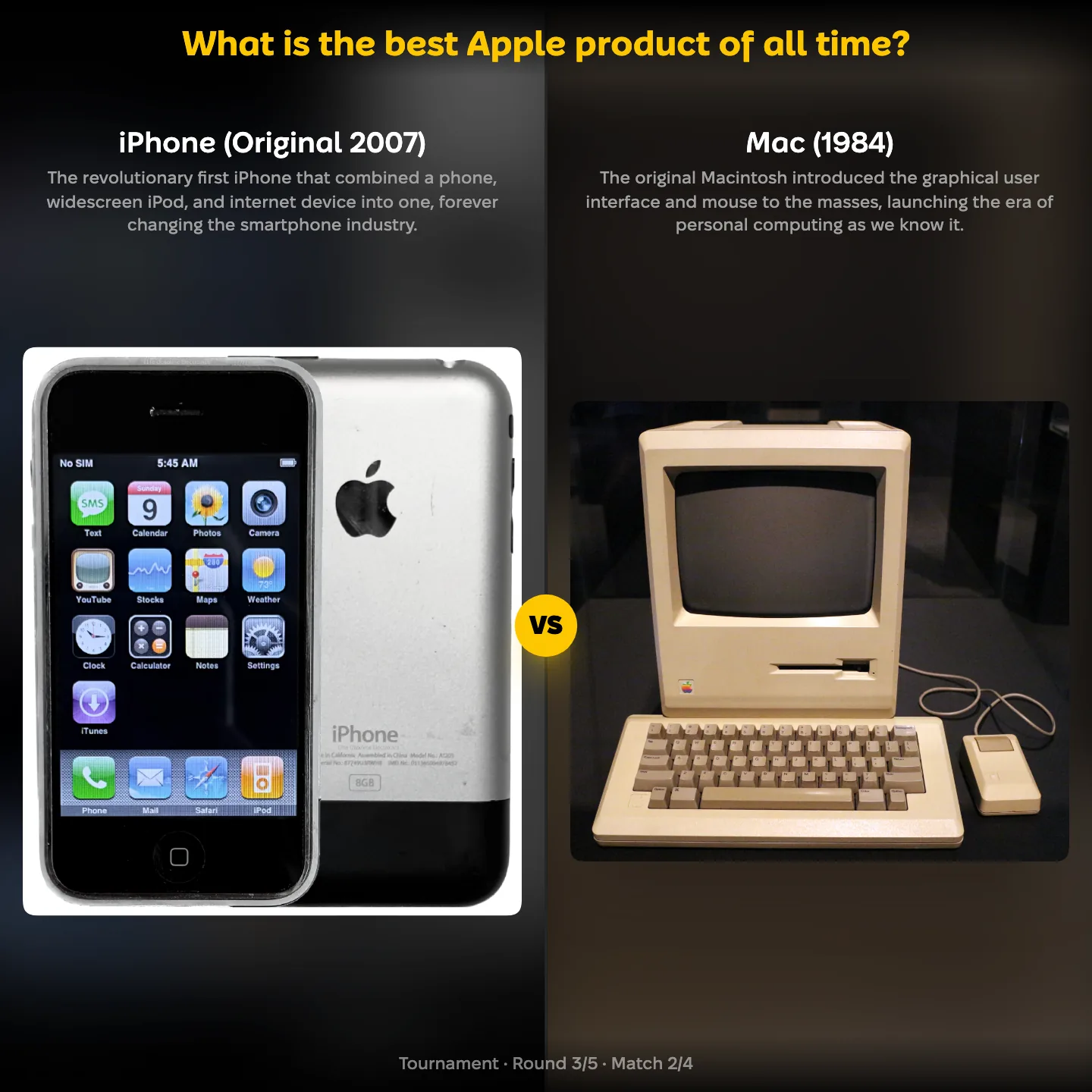 What is the best Apple product of all time? ranking, showing the original 2007 iPhone against the 1984 Mac