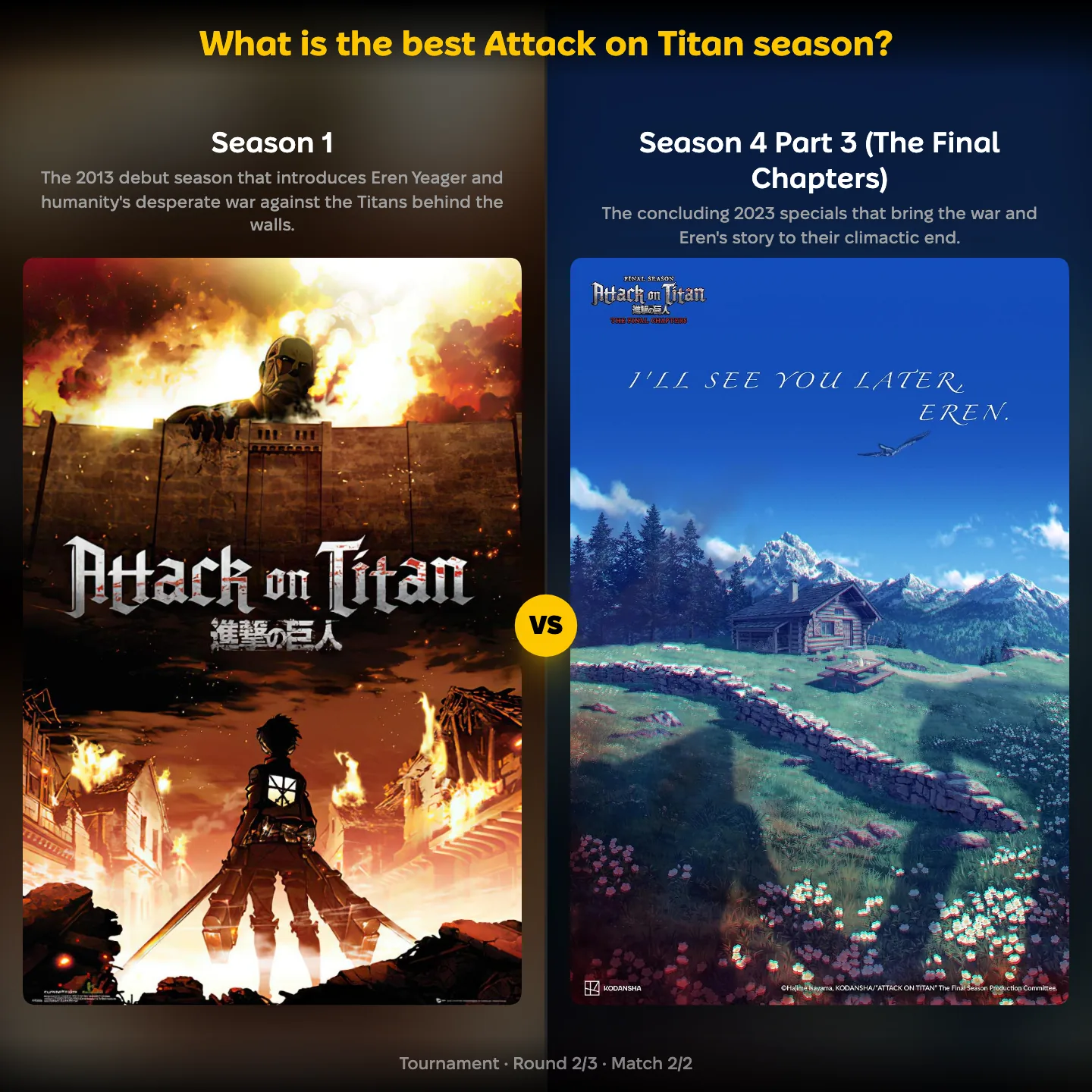 The best Attack on Titan season ranked, with Season 1 against Season 4 Part 3 The Final Chapters