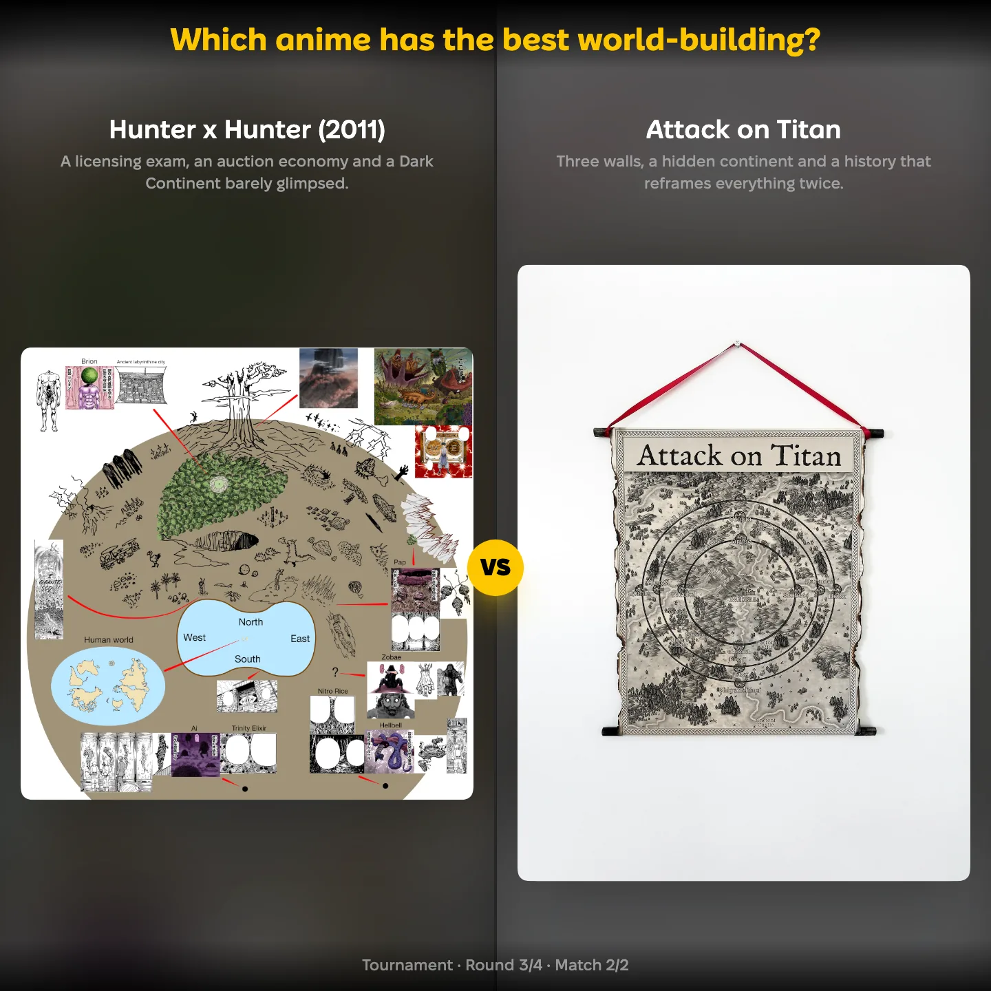 Which anime has the best world-building, with Hunter x Hunter against Attack on Titan