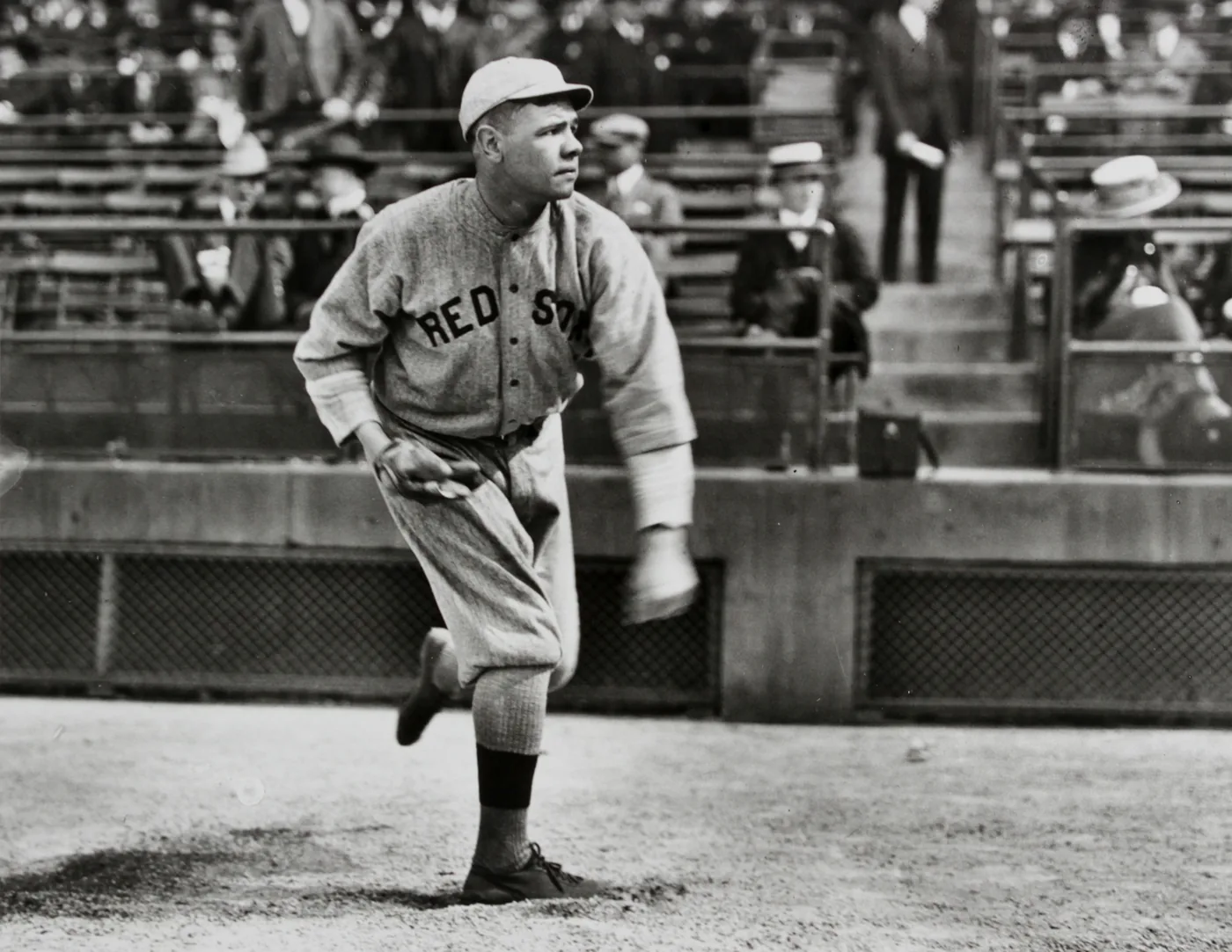 Babe Ruth pitching for the Boston Red Sox between 1914 and 1919