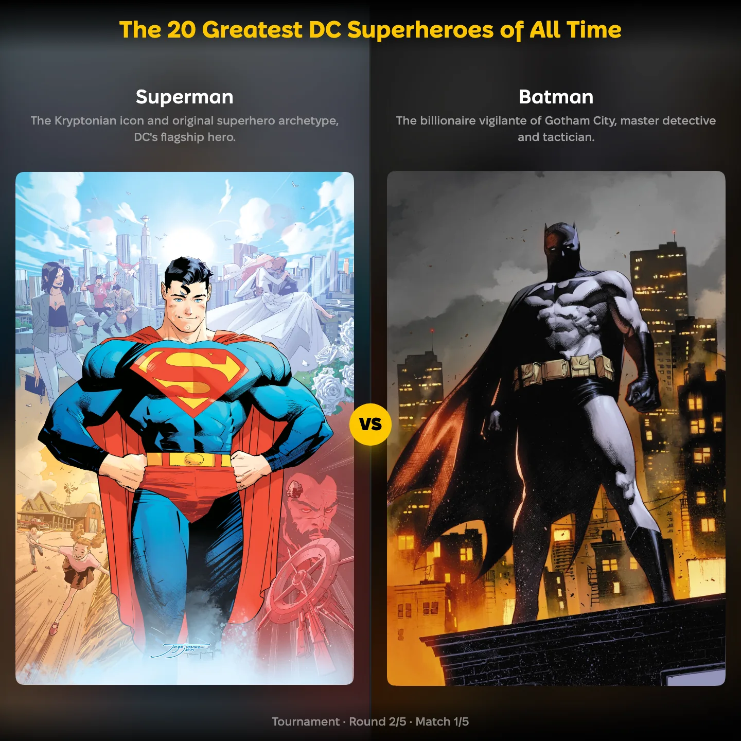 The greatest DC superheroes ranking: Superman against Batman
