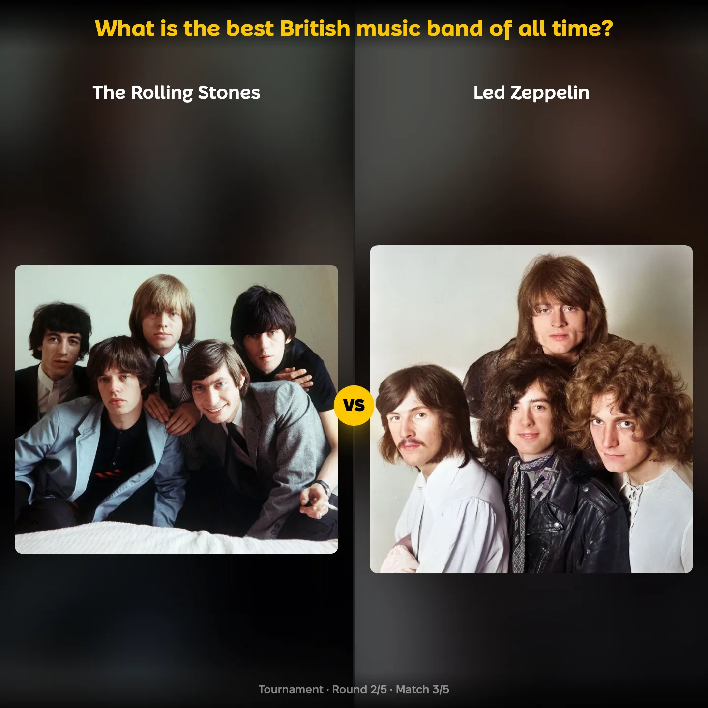 What is the best British music band of all time, with The Rolling Stones against Led Zeppelin