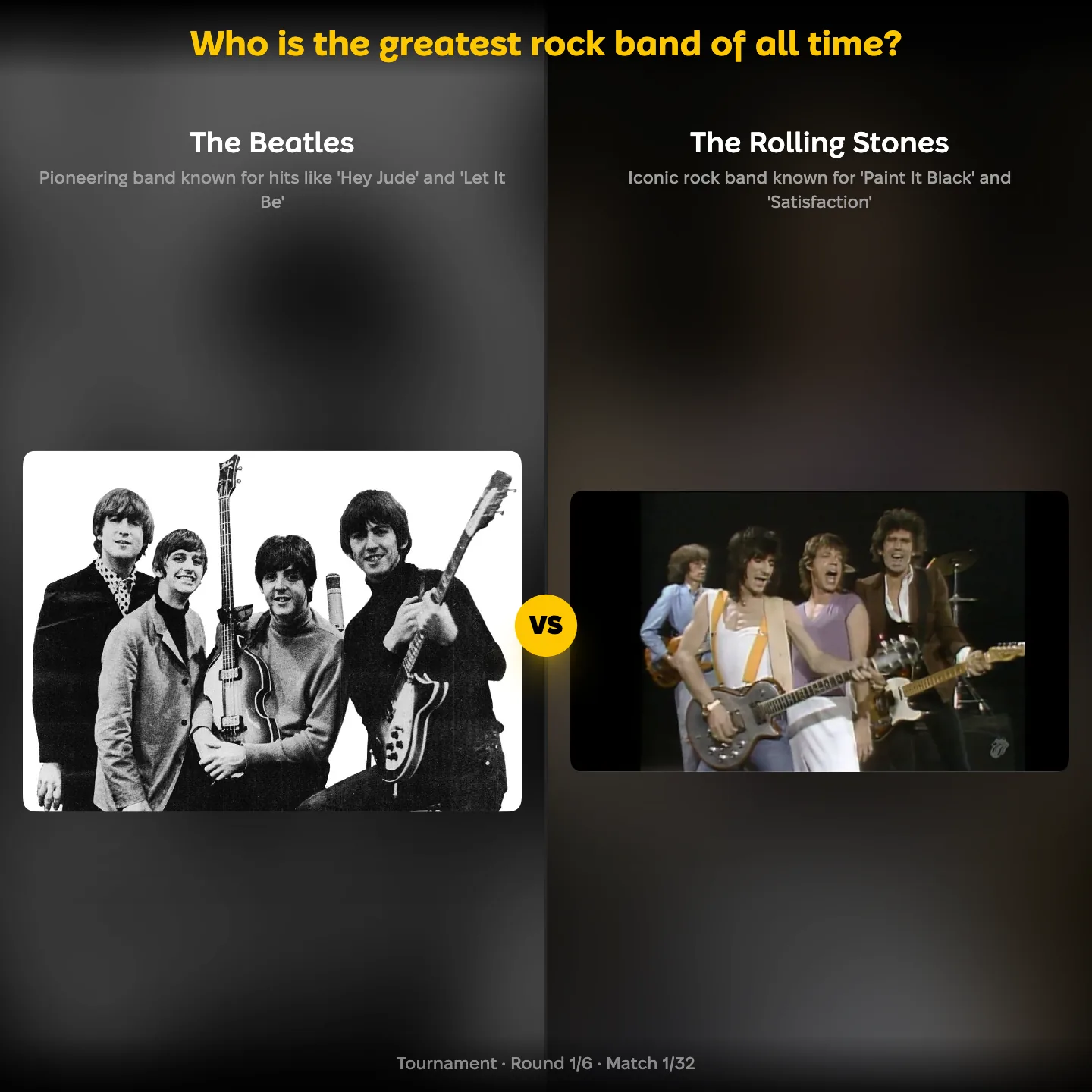 Who is the greatest rock band of all time, with The Beatles against The Rolling Stones