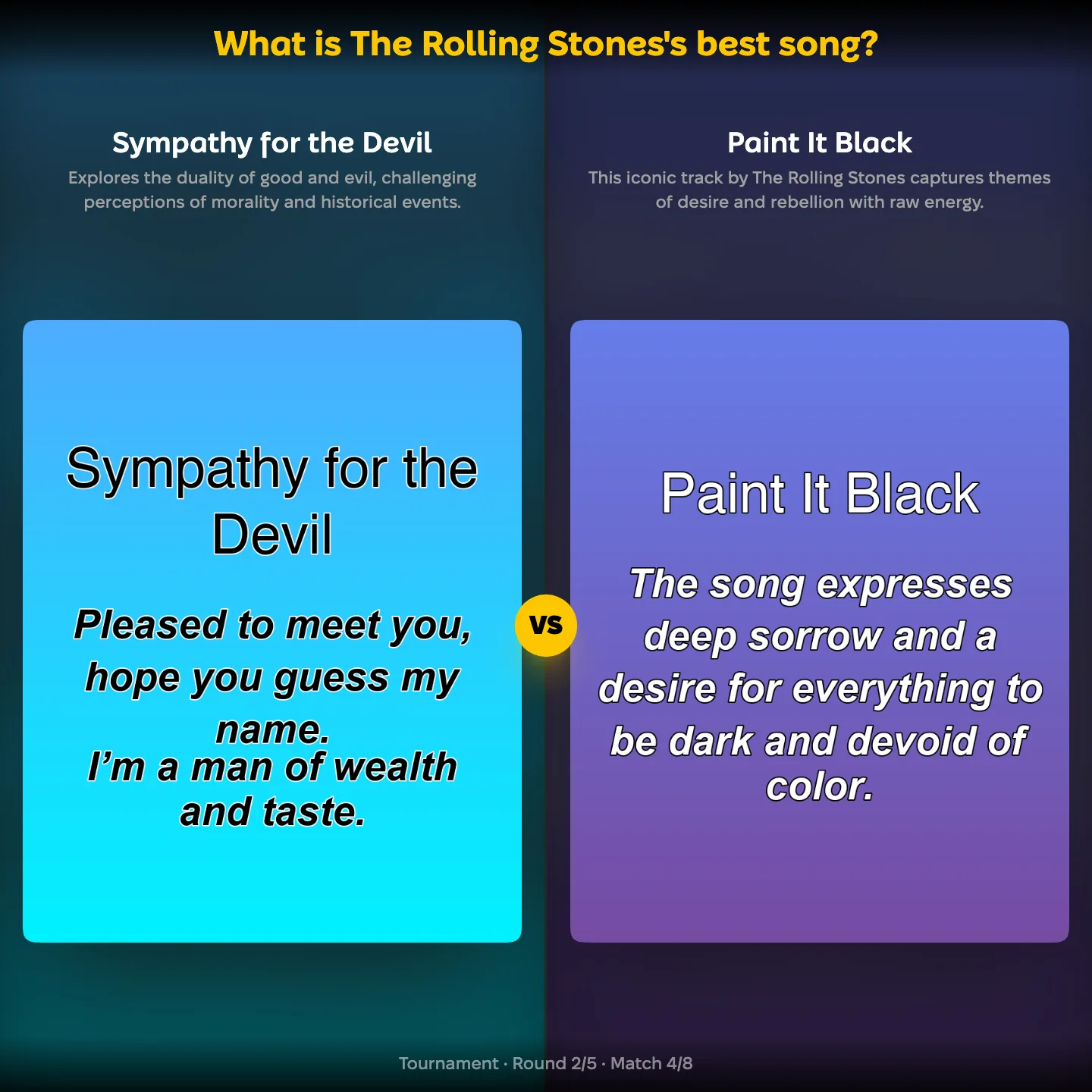 What is The Rolling Stones's best song, with Sympathy for the Devil against Paint It Black