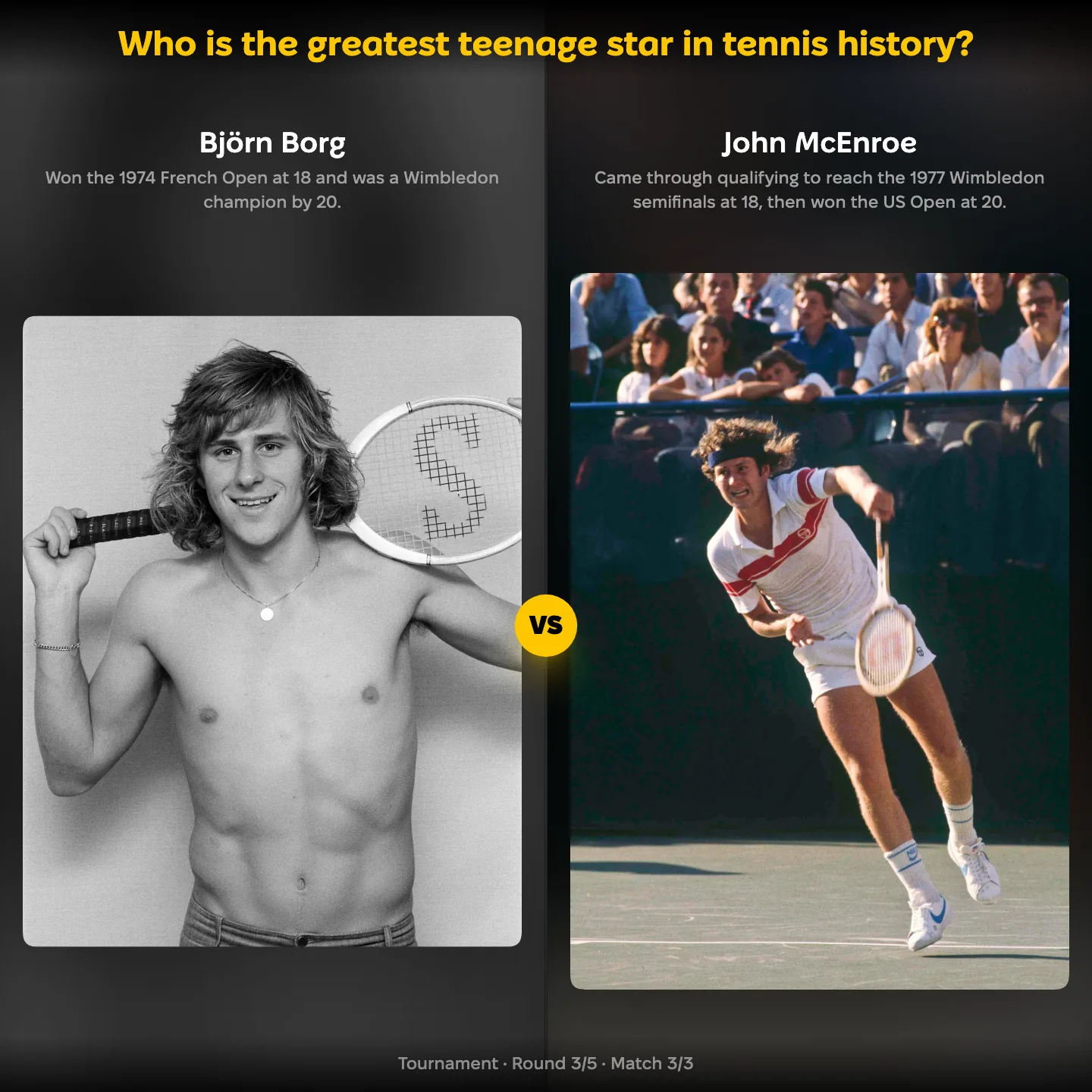 The greatest teenage star in tennis history ranked: Björn Borg against John McEnroe