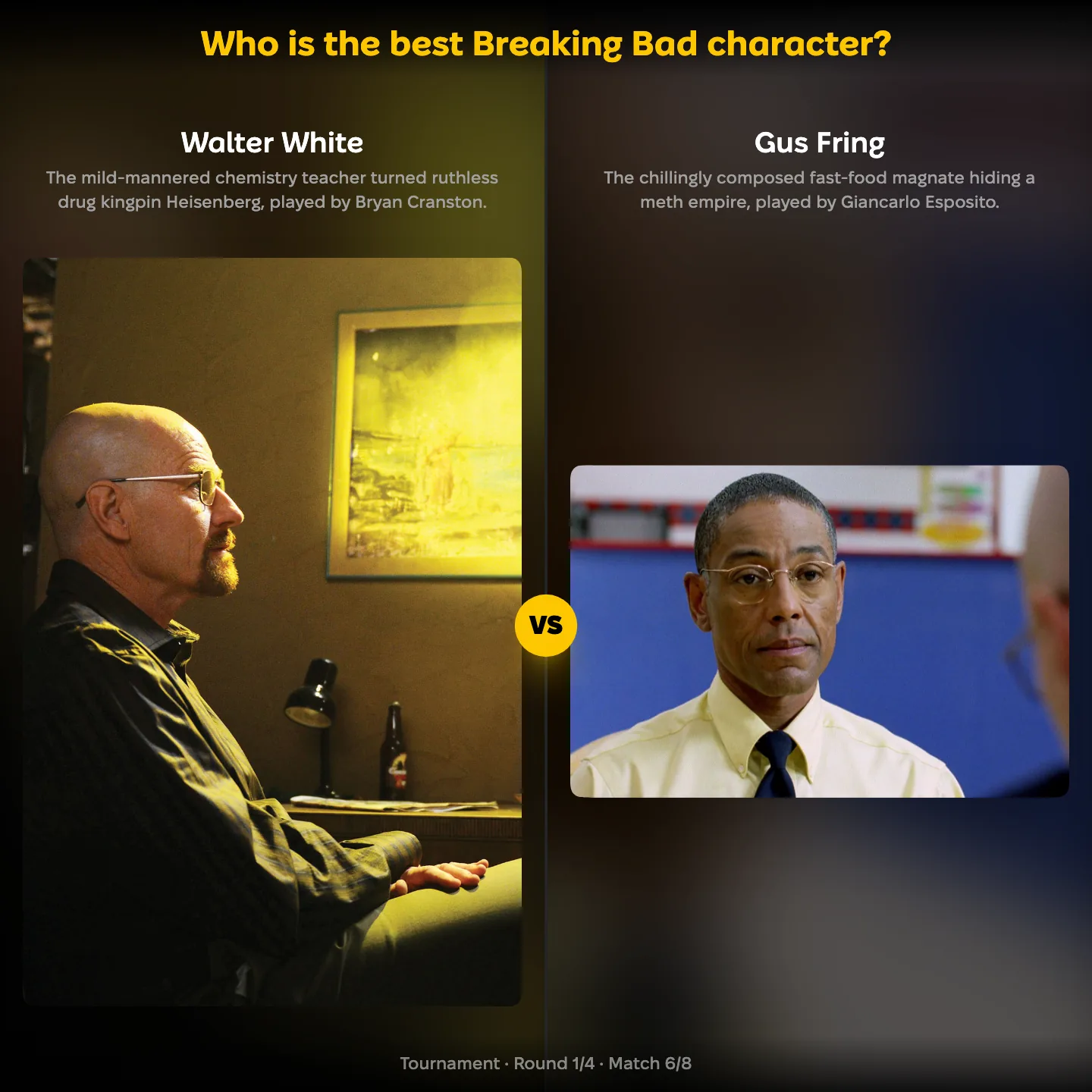 The best Breaking Bad character ranked, Walter White against Gus Fring