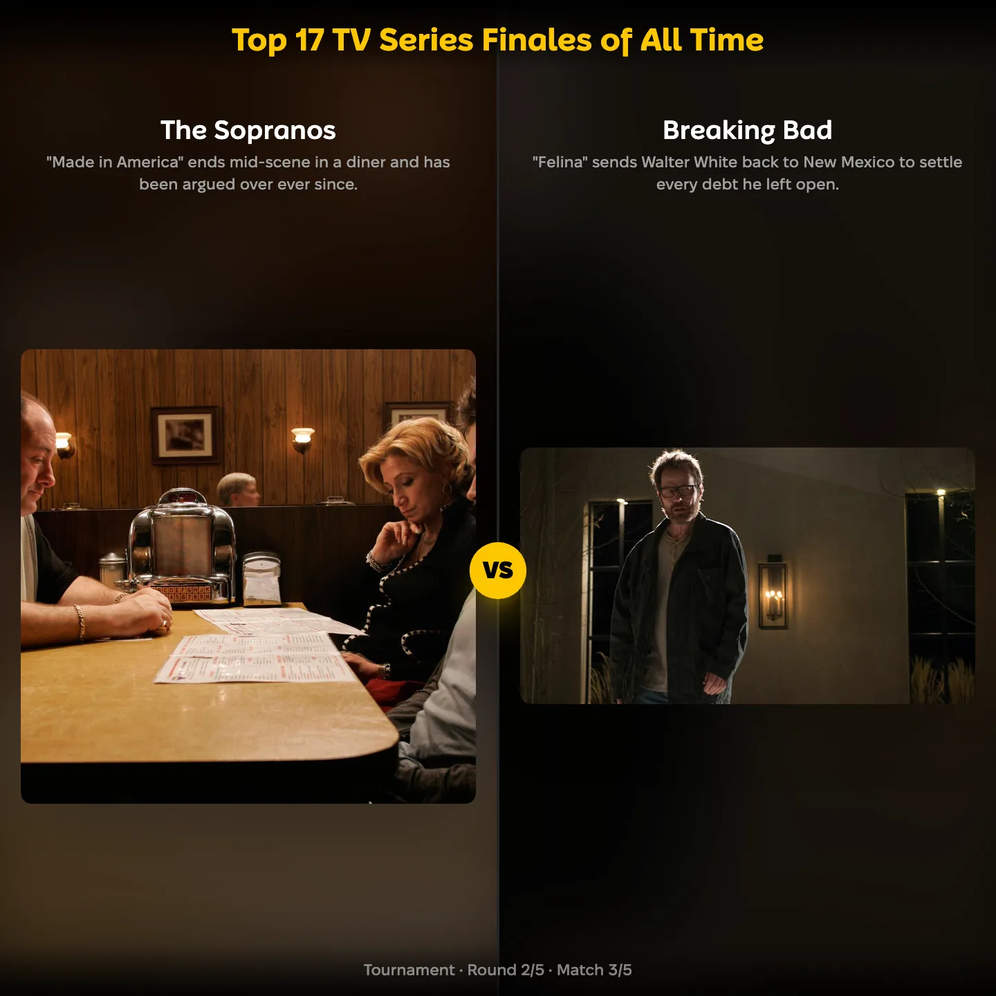 The best TV series finales ranked, The Sopranos against Breaking Bad