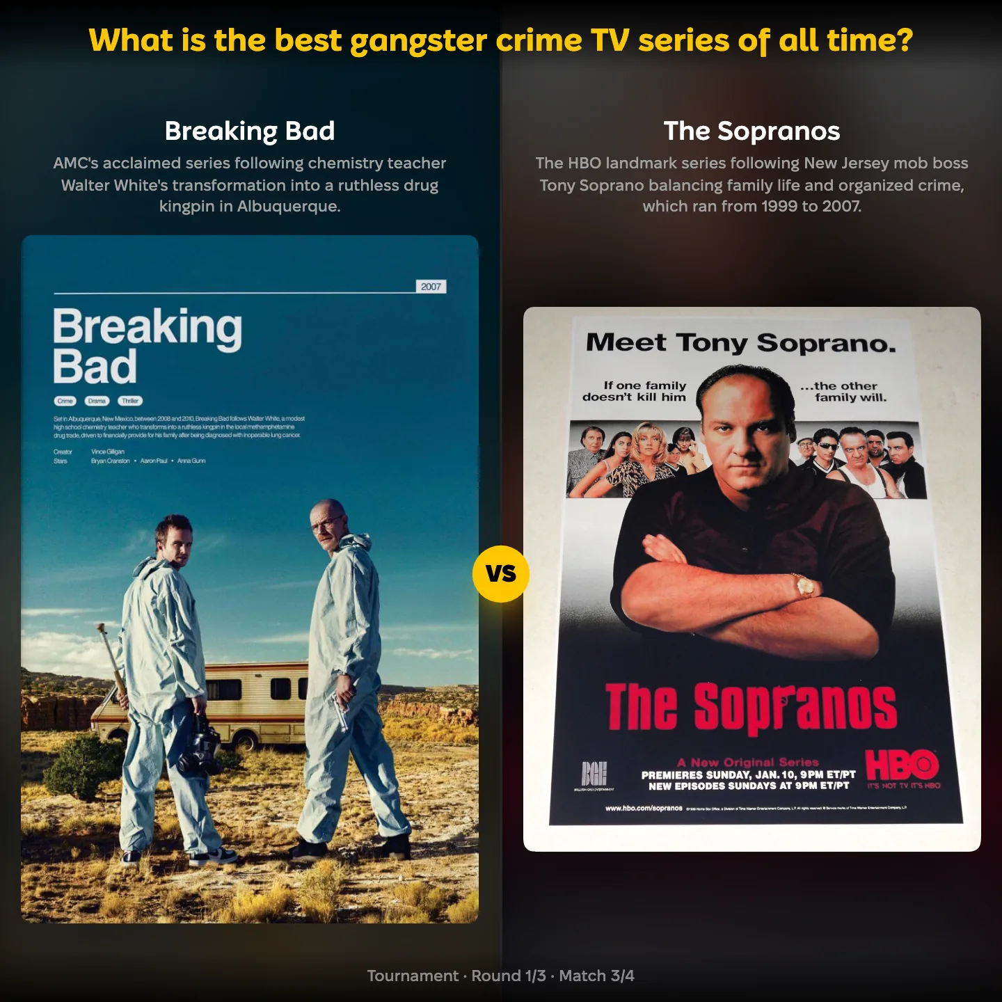 Best gangster crime TV series ranked, Breaking Bad against The Sopranos