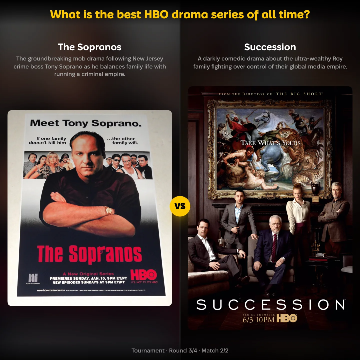The best HBO drama series ranked, The Sopranos against Succession