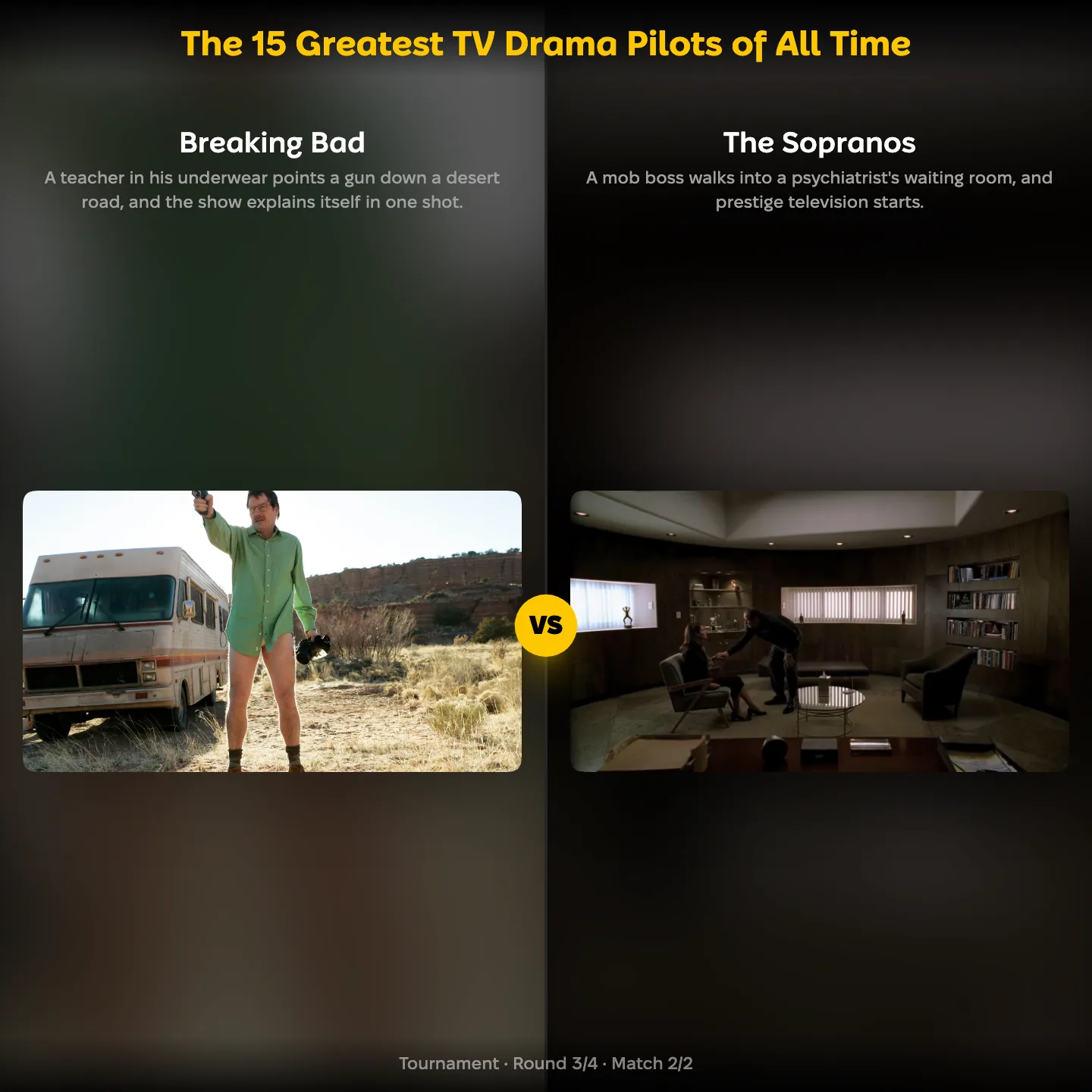 The greatest TV drama pilots ranked, Breaking Bad against The Sopranos