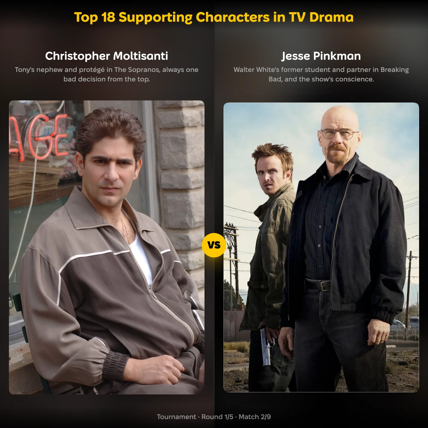 The best supporting characters in TV drama ranked, Christopher Moltisanti against Jesse Pinkman