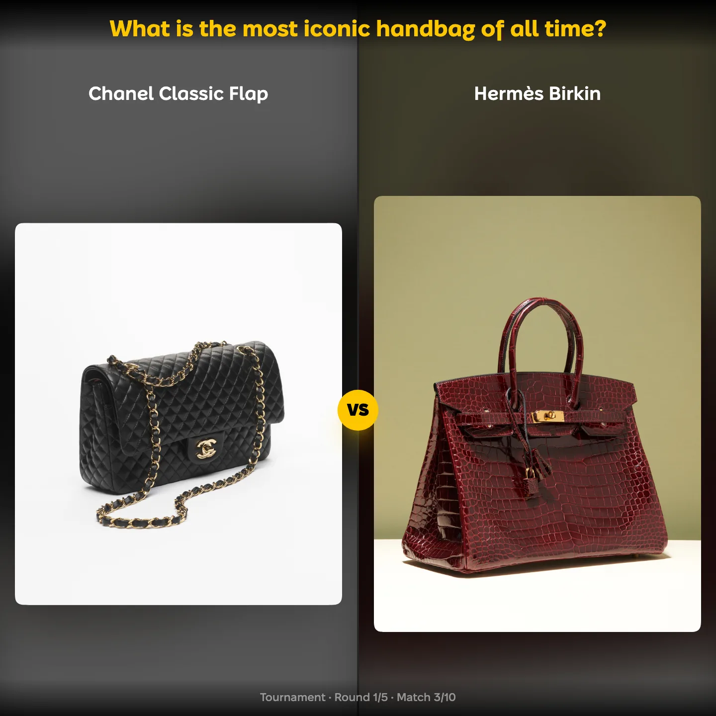 The Chanel Classic Flap against the Hermès Birkin in the most iconic handbag ranking