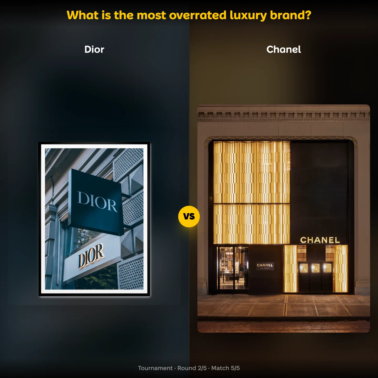 Dior against Chanel in the ranking of the most overrated luxury brand