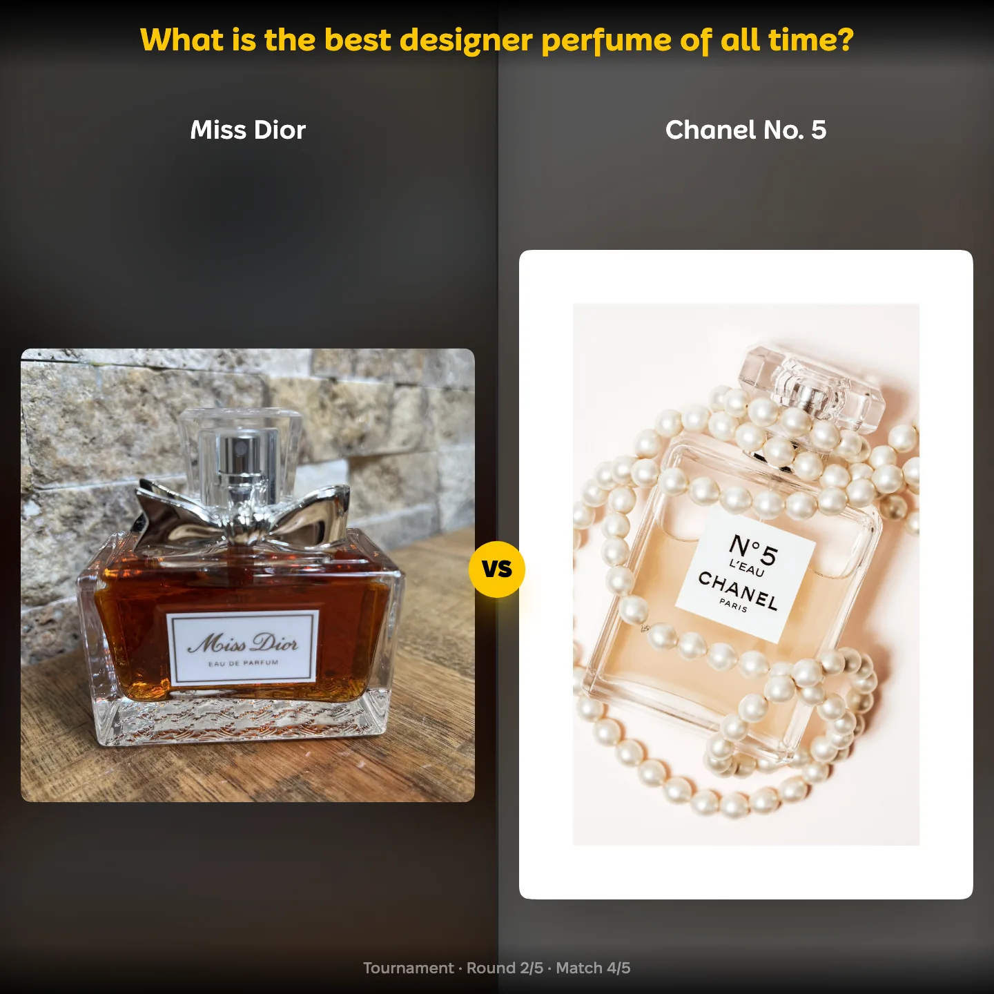 Miss Dior against Chanel No. 5 in the ranking of the best designer perfume of all time
