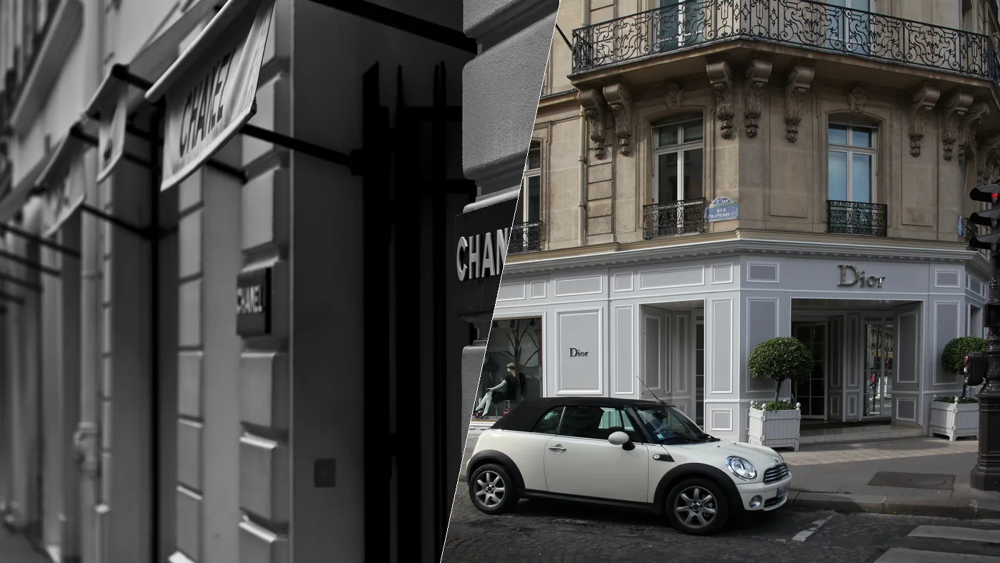 The Chanel boutique on rue Cambon and the Dior flagship on avenue Montaigne, Paris