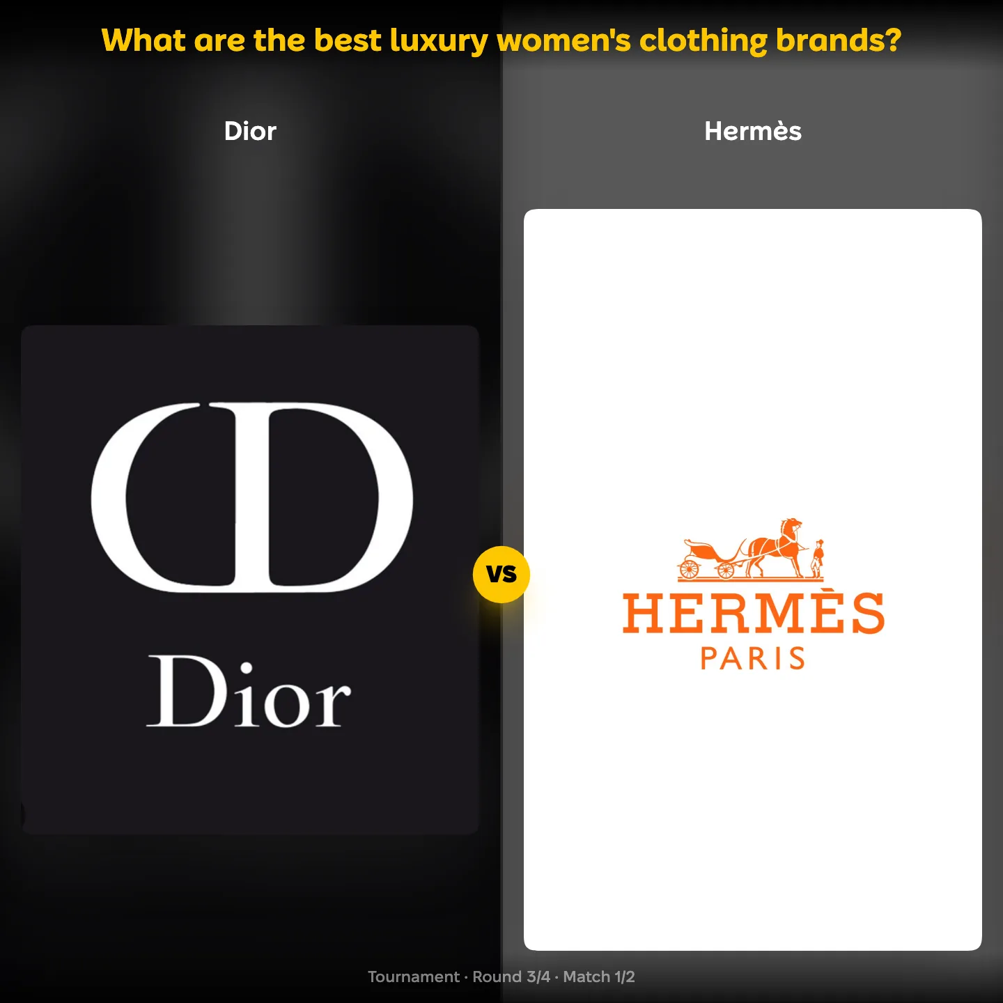 Dior against Hermès in the ranking of the best luxury women's clothing brands, which also holds Chanel