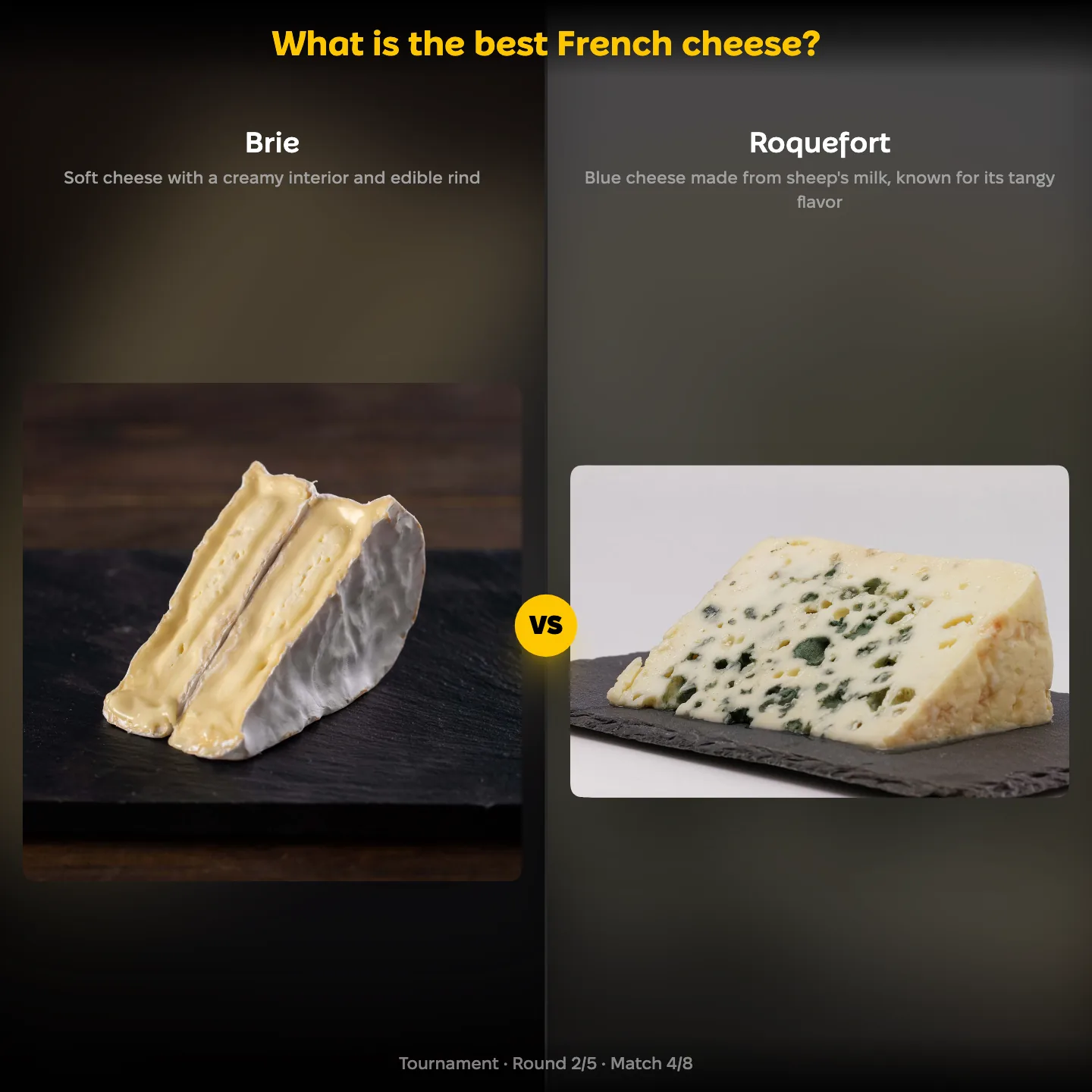 The best French cheese ranked, Brie against Roquefort