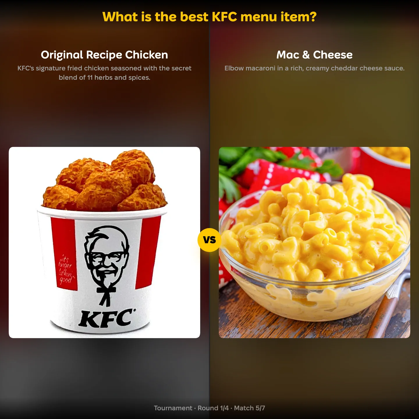 The best KFC menu item ranked, Original Recipe Chicken against Mac and Cheese