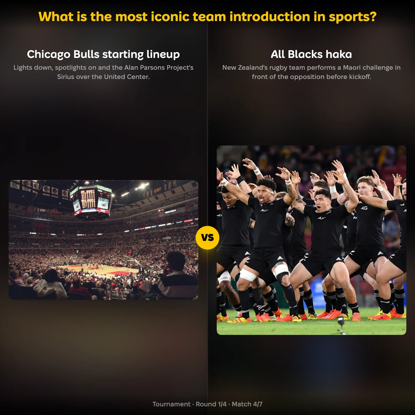 The most iconic team introduction in sports ranked, with the Chicago Bulls starting lineup against the All Blacks haka