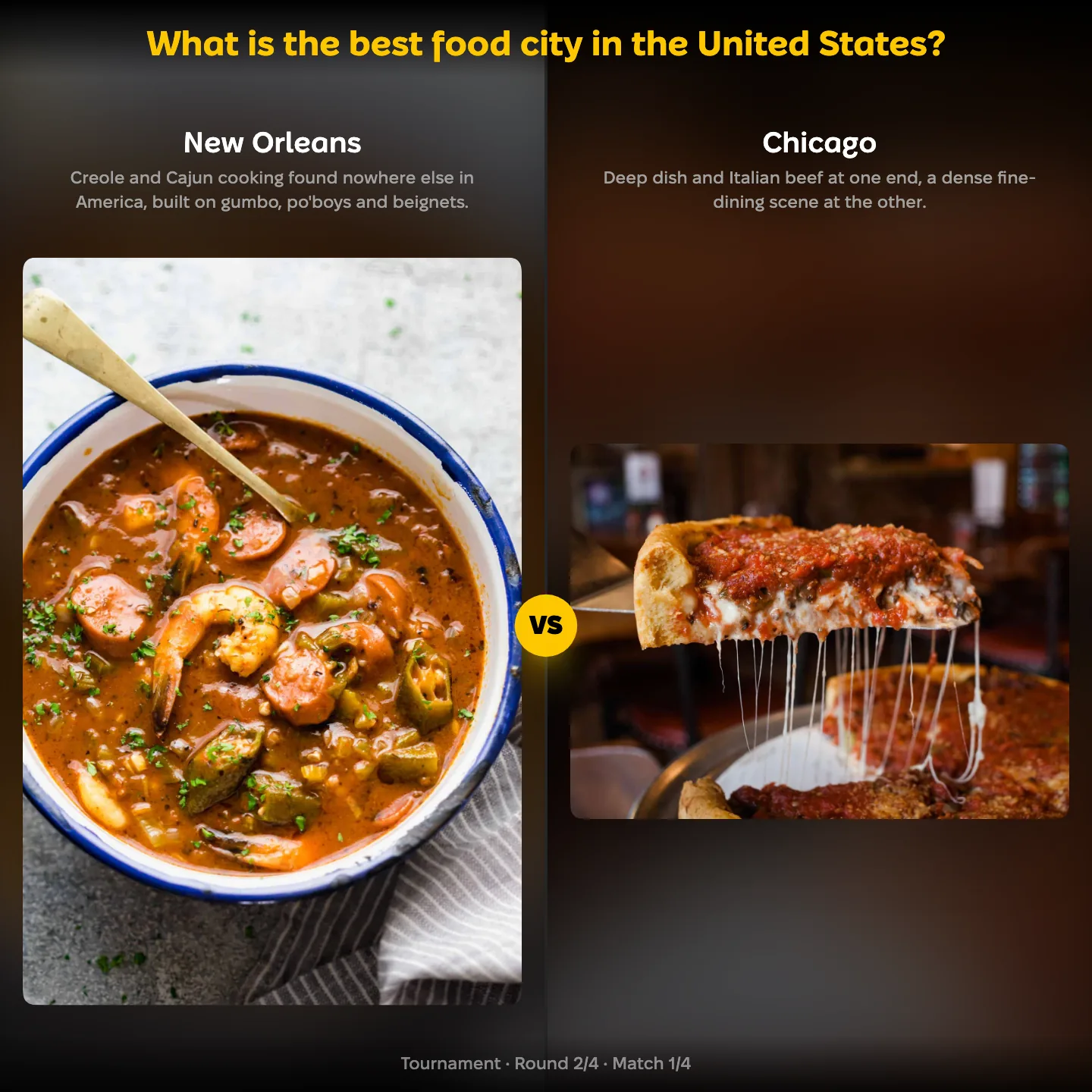 The best food city in the United States, ranked — New Orleans against Chicago