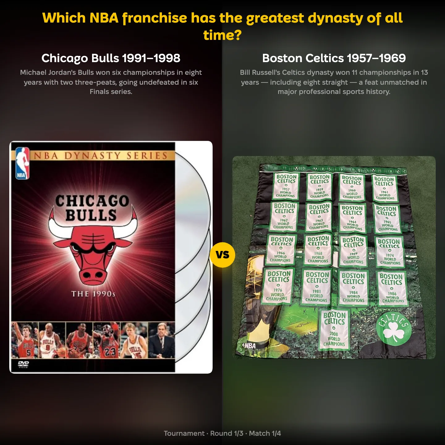 The greatest NBA dynasty of all time, ranked — the Chicago Bulls against the Boston Celtics