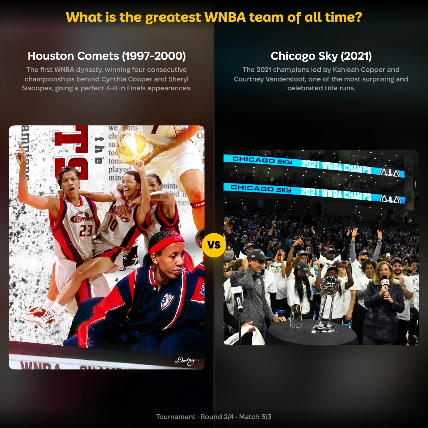The greatest WNBA team of all time, ranked — the Houston Comets against the 2021 Chicago Sky