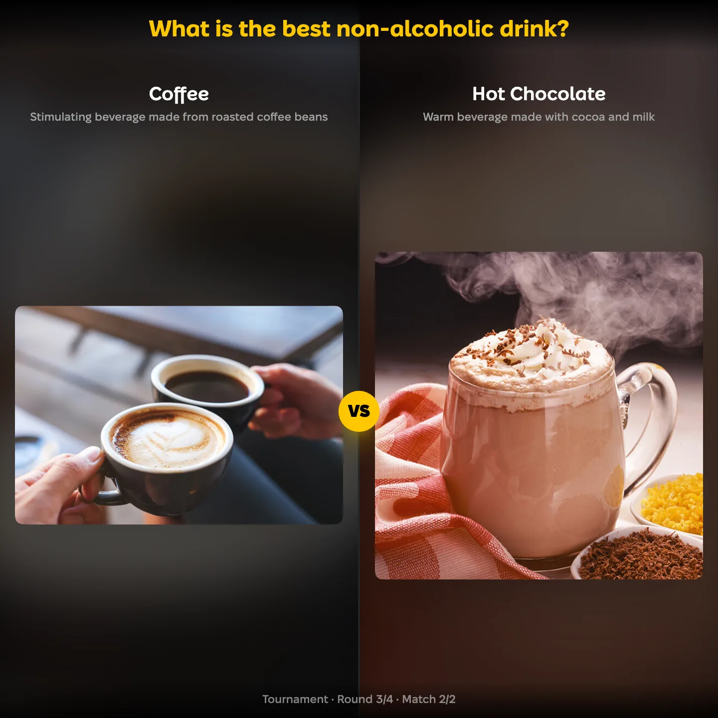 The best non-alcoholic drink ranking, coffee against hot chocolate