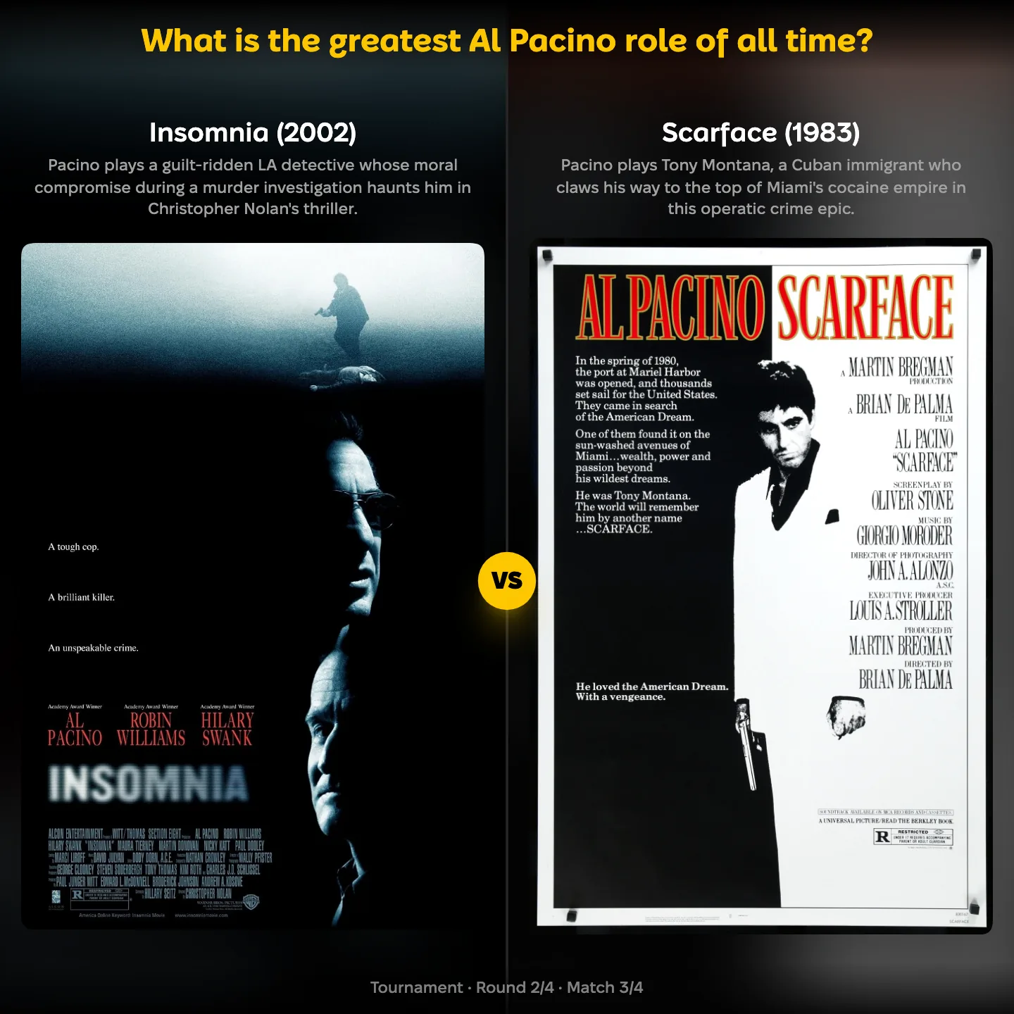 The greatest Al Pacino role of all time ranked, with Nolan's Insomnia against Scarface