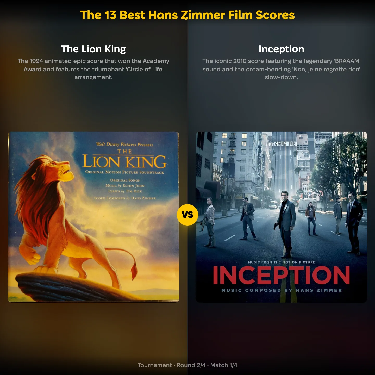 The 13 best Hans Zimmer film scores ranked, with The Lion King against Inception