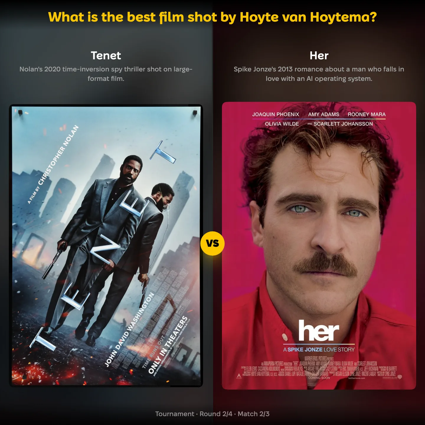 The best film shot by Hoyte van Hoytema ranked, with Nolan's Tenet against Her
