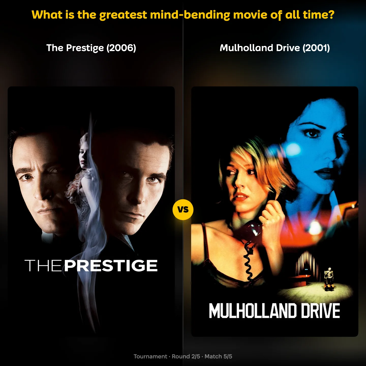 The greatest mind-bending movie of all time ranked, with The Prestige against Mulholland Drive