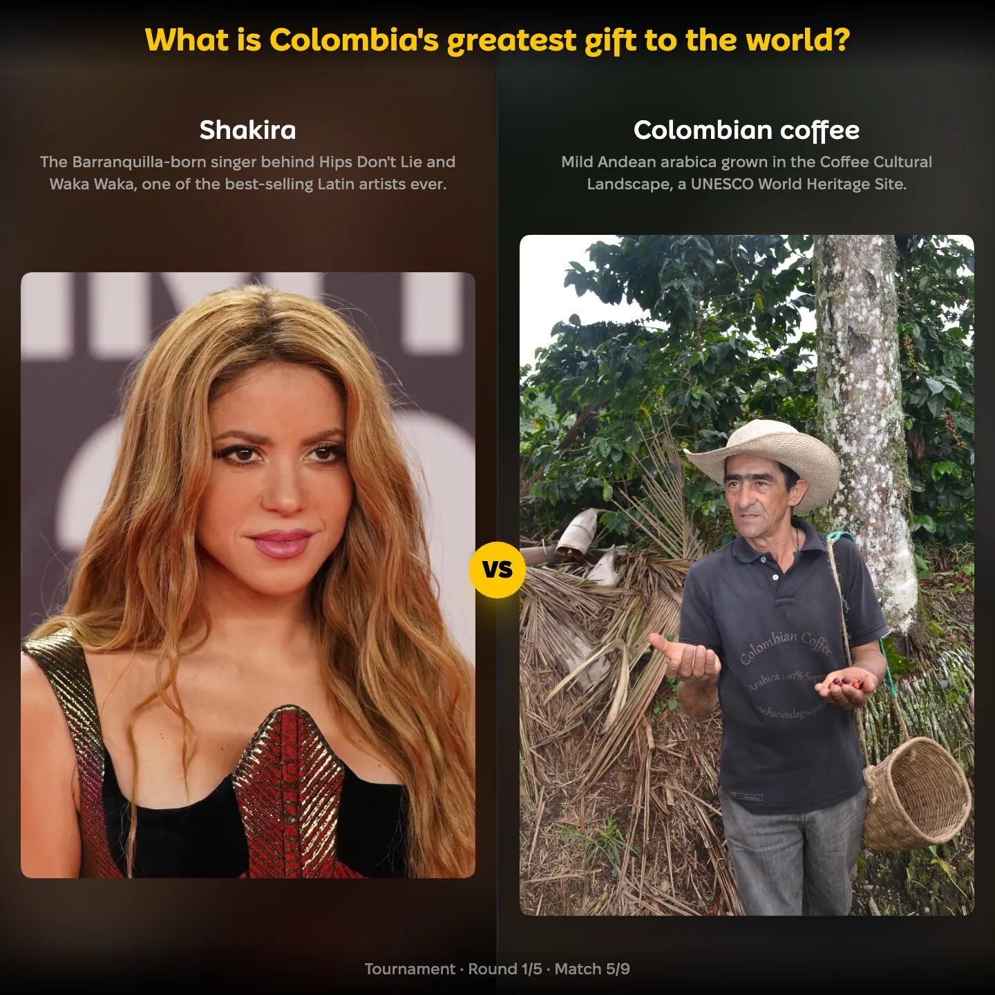 Colombia's greatest gift to the world ranked: Shakira vs Colombian coffee