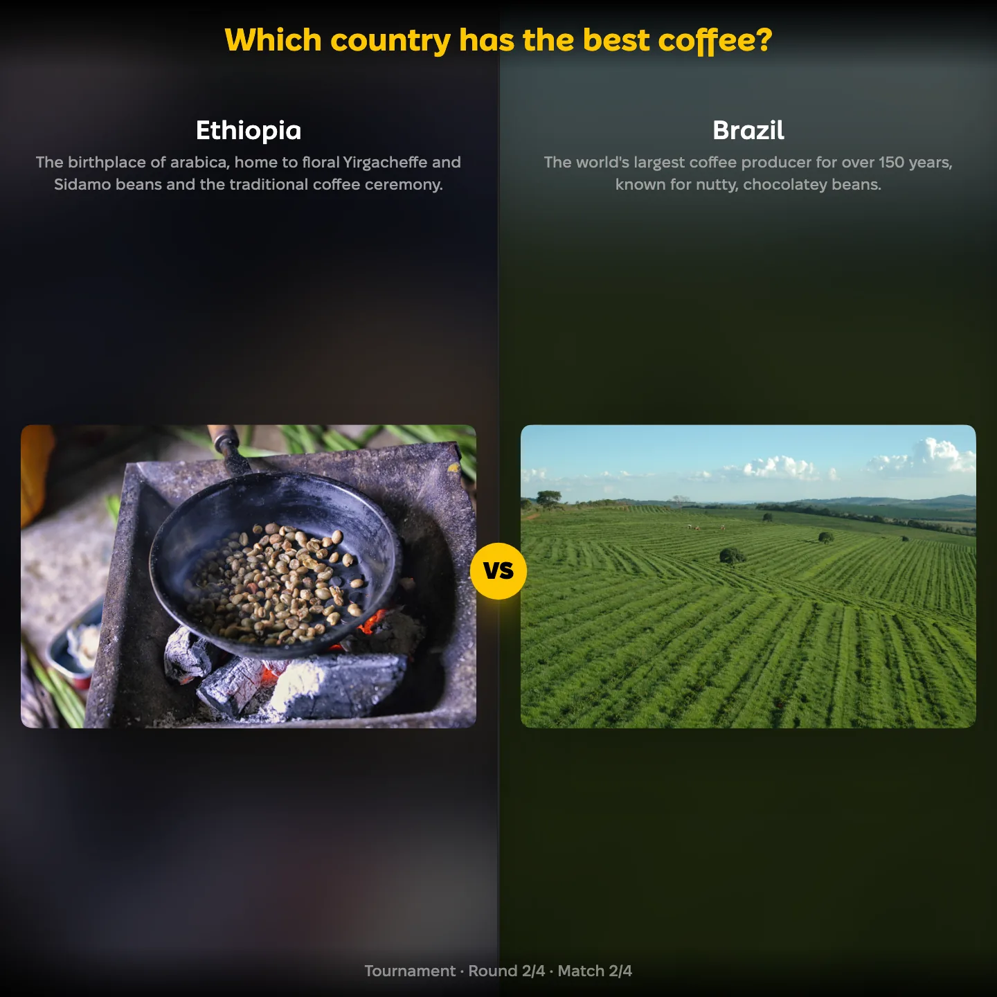 Which country has the best coffee, ranked: Ethiopia vs Brazil