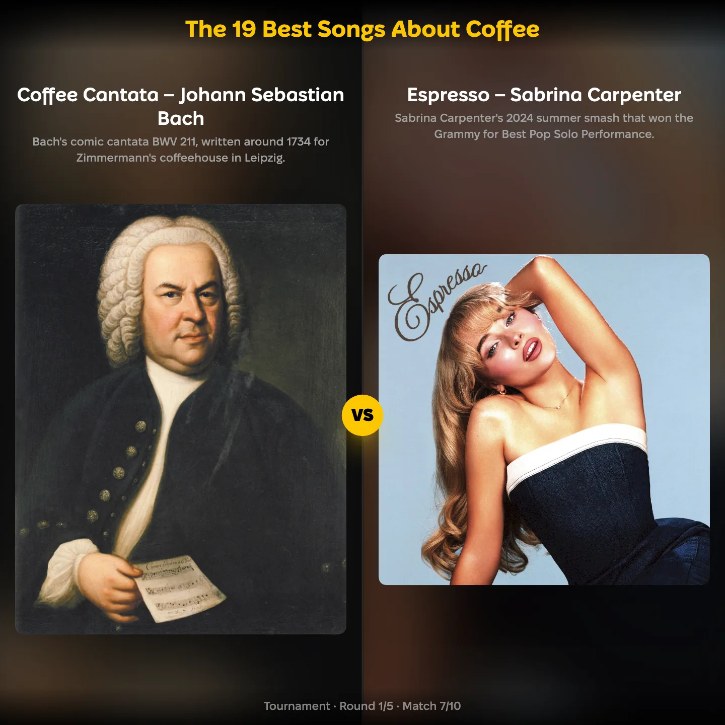 The 19 best songs about coffee ranked: Bach's Coffee Cantata vs Sabrina Carpenter's Espresso