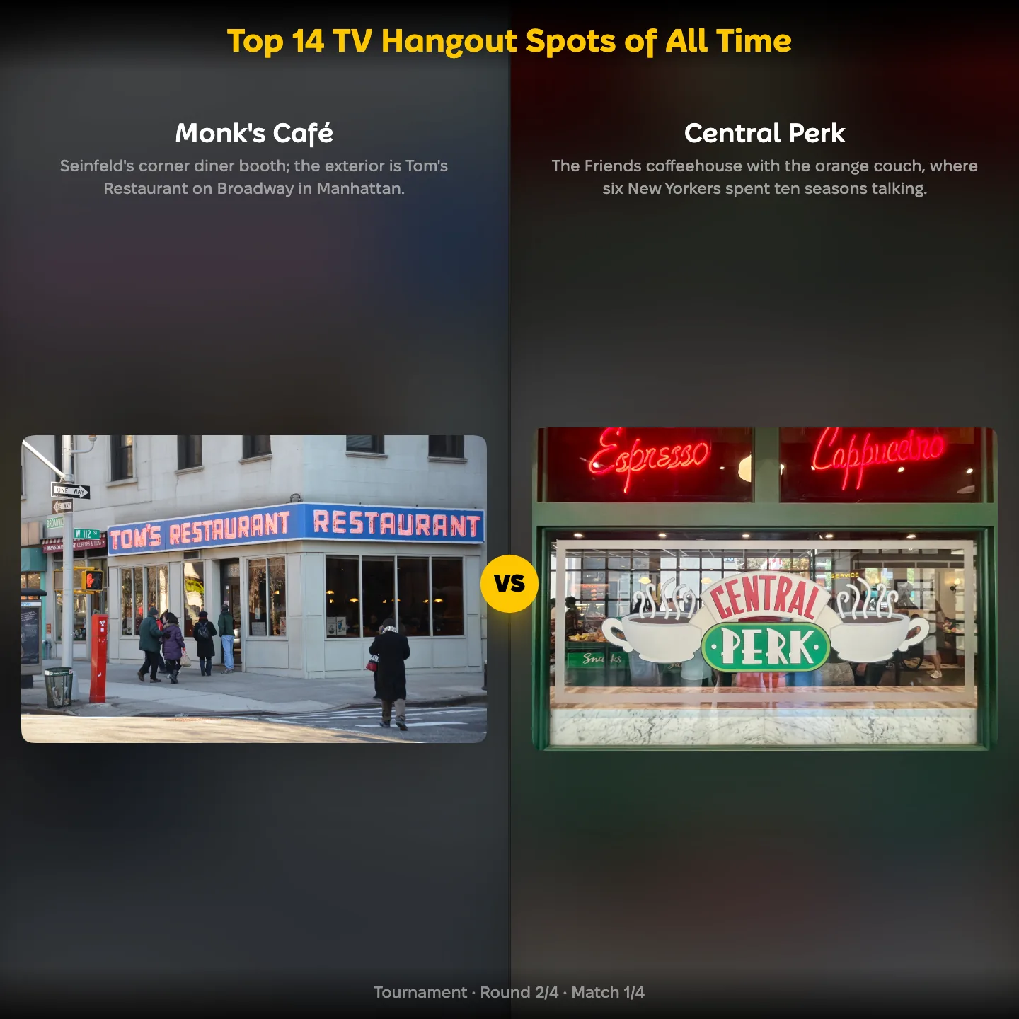 The top TV hangout spots of all time ranked: Monk's Café vs Central Perk