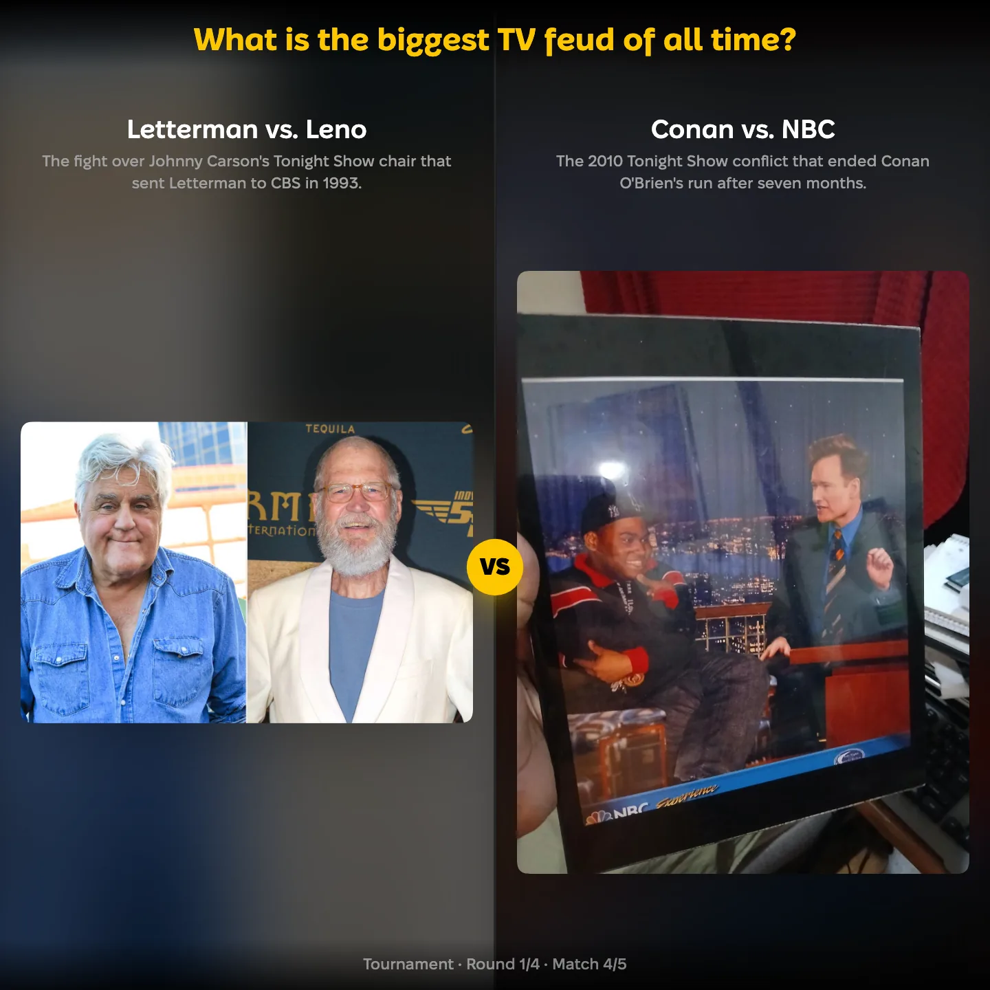 Ranking matchup: Letterman vs. Leno vs Conan vs. NBC in the biggest TV feud ranking