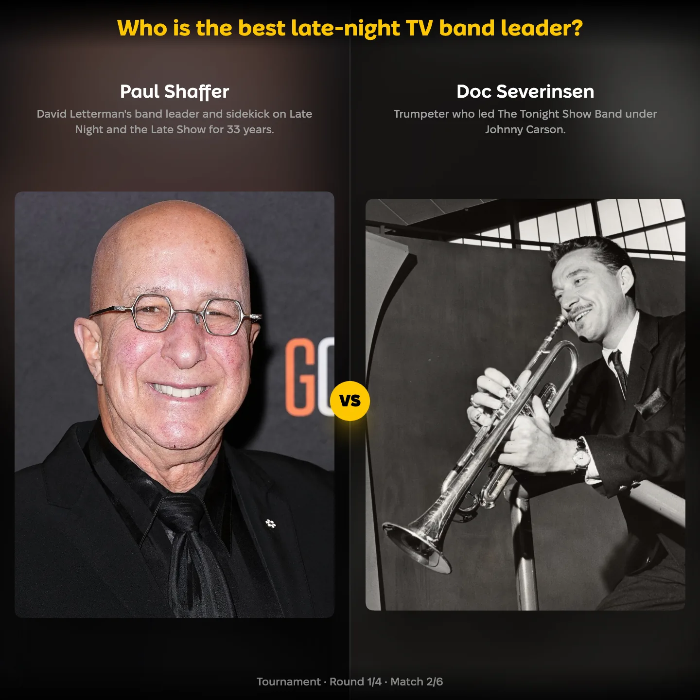 Ranking matchup: Paul Shaffer vs Doc Severinsen in the best late-night TV band leader ranking